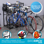 Birdrock Home Garage Bike Storage & Stand | Holds 3 Bicycles | Garage Organizer & Sports Storage Station | Black