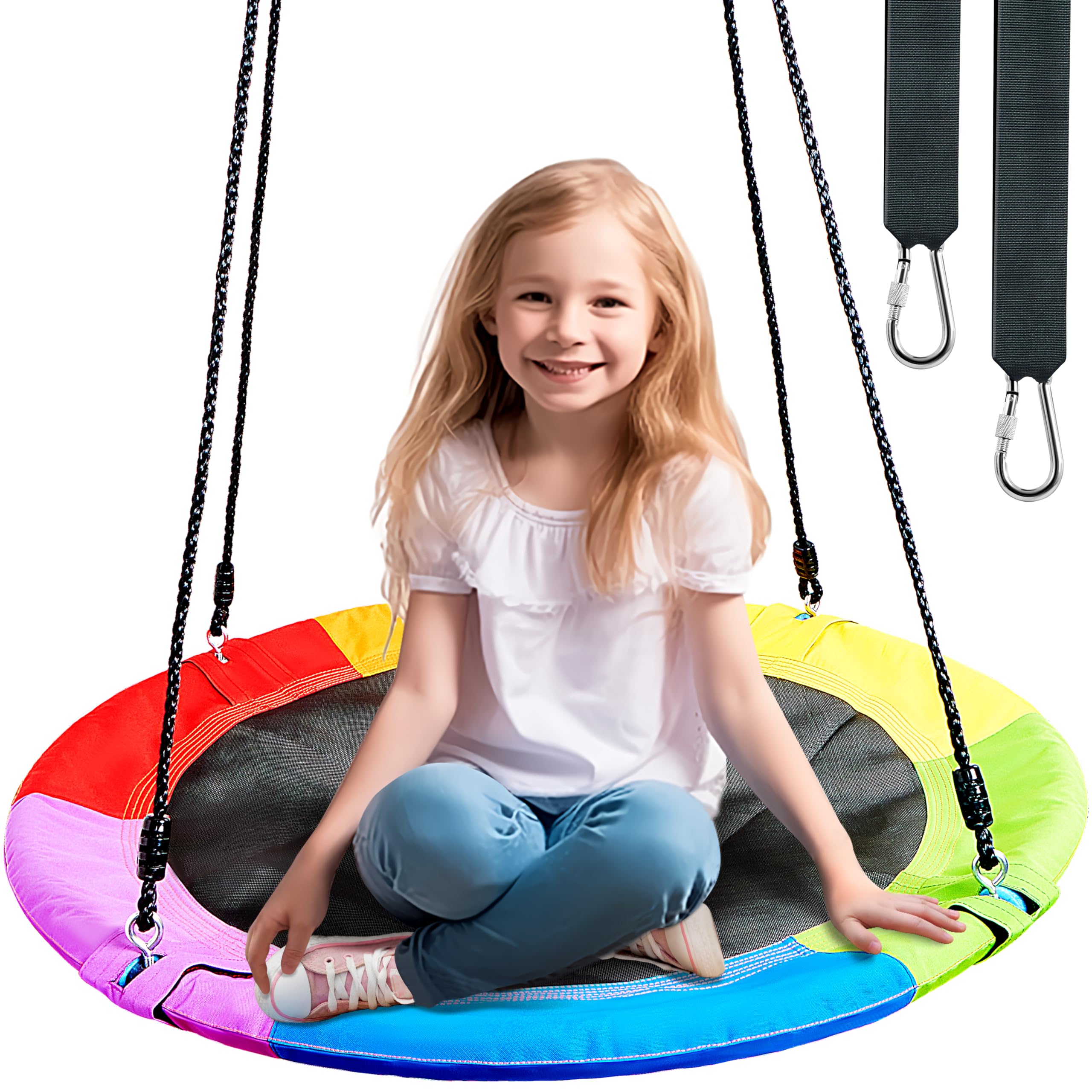 TURFEE 40 Saucer Tree Swing for Kids - 900Lb Weight Capacity, 900D Waterproof Oxford Fabric Platform Swing Seat with Adjustable 