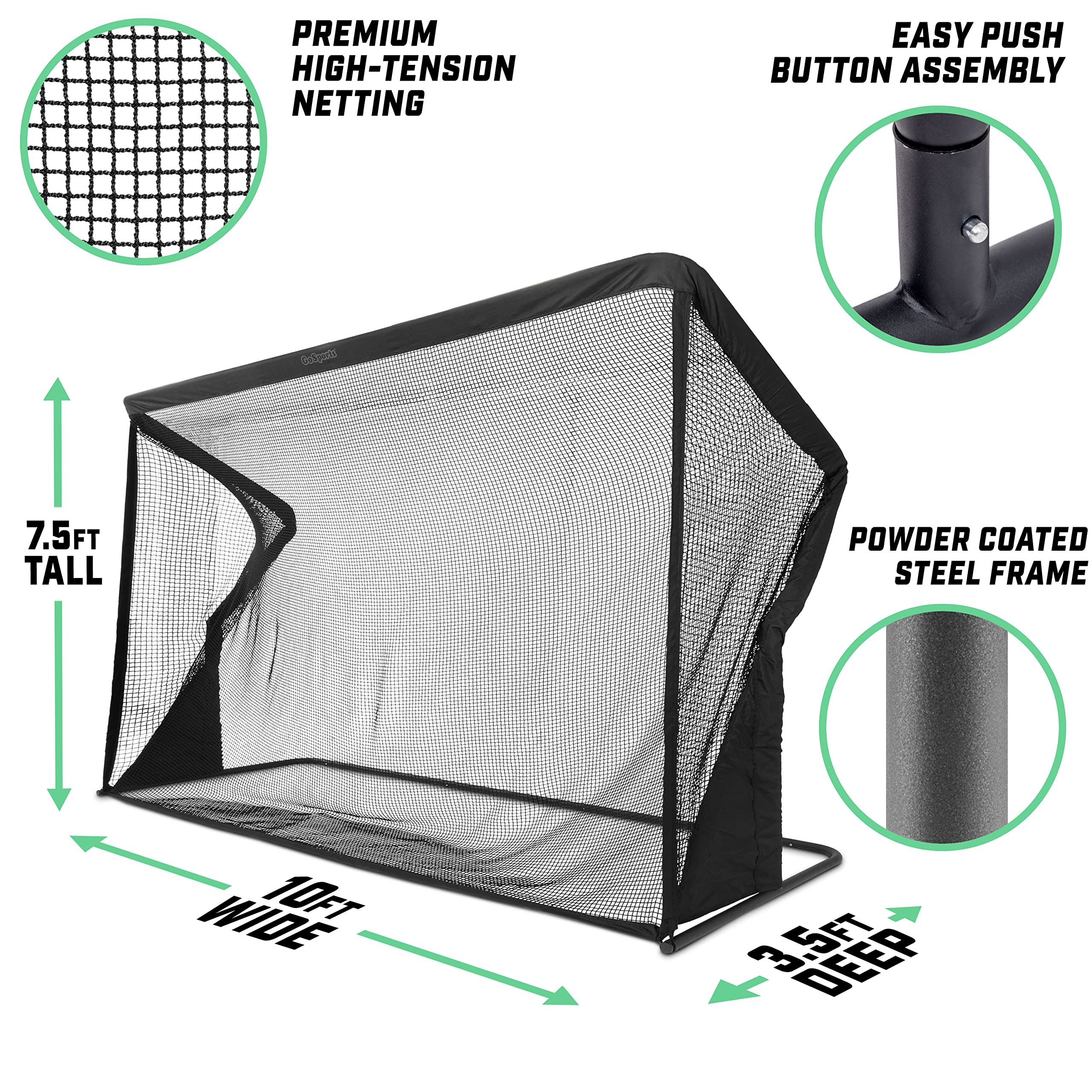 Gosports Elite Golf Practice Net With Steel Frame - Choose 10' Or 7' Size