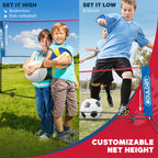 Boulder Portable Badminton Pickleball Net - Foldable/Extendable Poles for Multiple Sports Heights (UP to 5 ft) - Ideal for Tenni