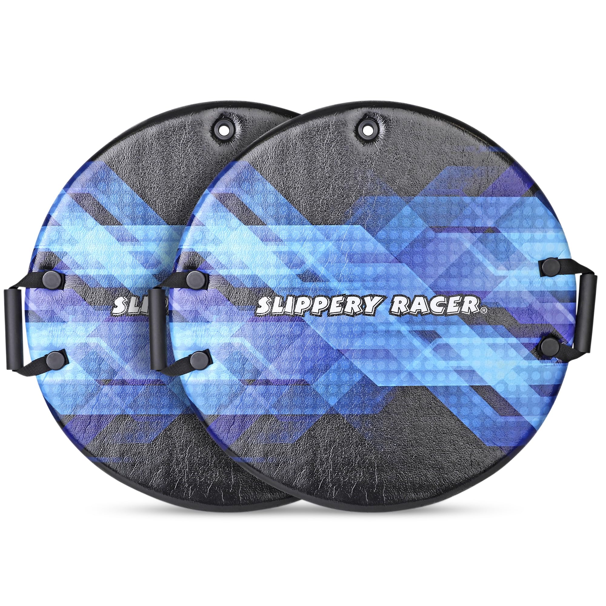 Slippery Racer Downhill Zeus Adults and Kids Foam Saucer Disc 1 Rider Snow Sled Toboggan with Handles, Midnight Hologram (2 Pack