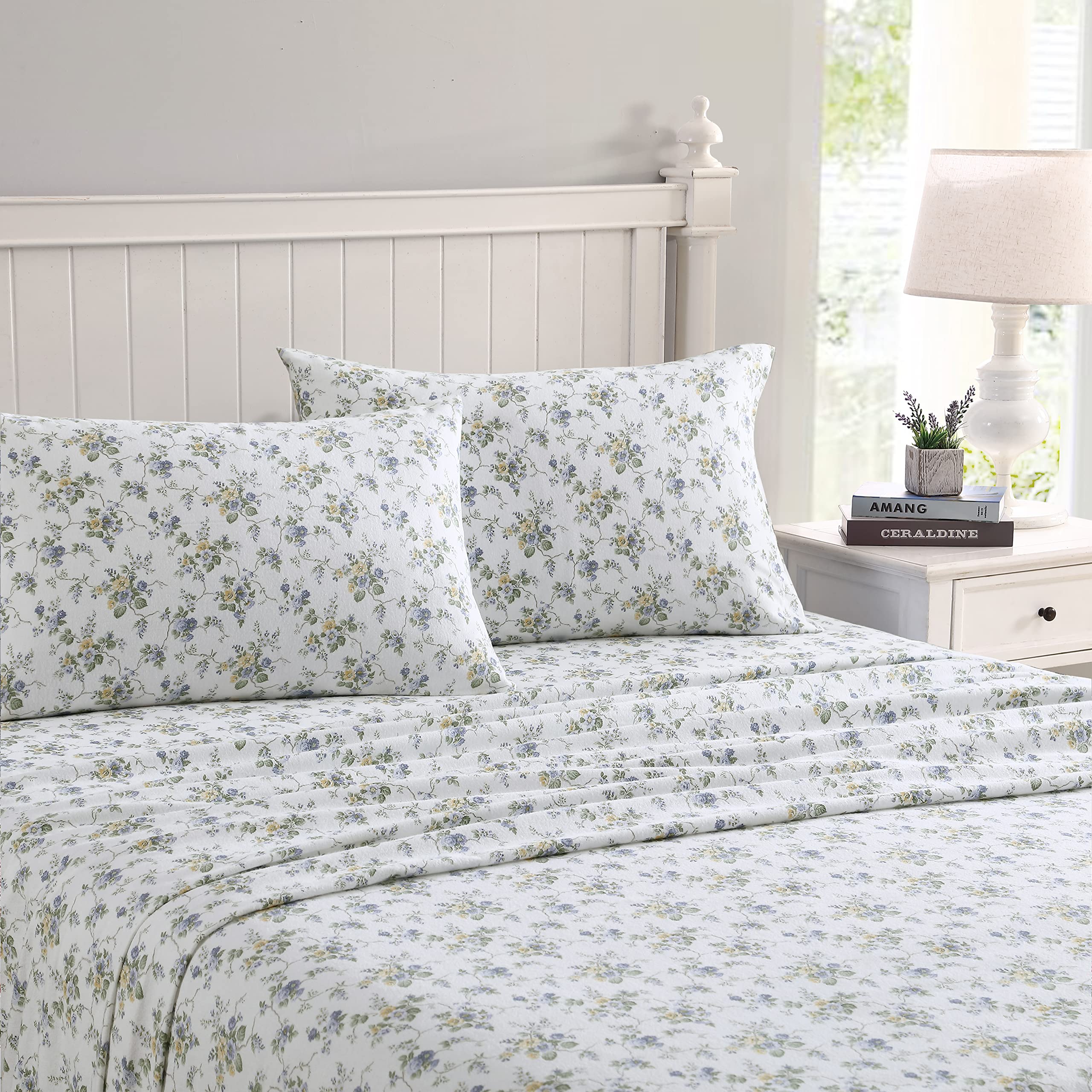 Laura Ashley Home - Flannel Collection - Sheet Set - 100 Cotton, Ultra-Soft Brushed Flannel, Pre-Shrunk  Anti-Pill, Machine Wash