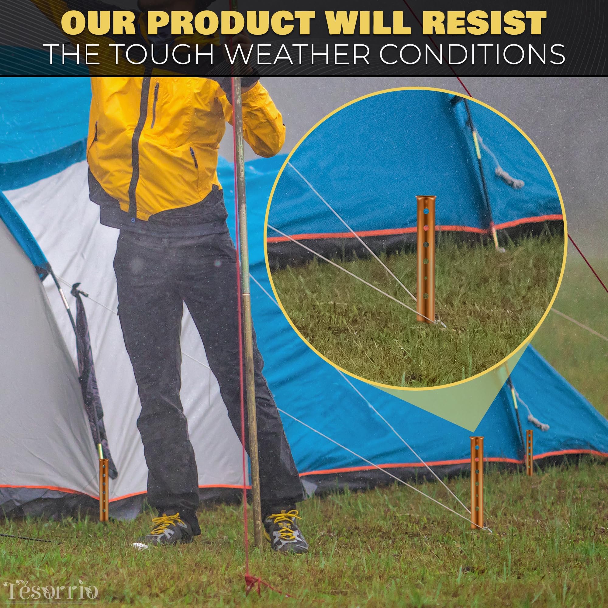 6Pcs Aluminum Tent Stakes Heavy Duty - 12.6 In Ground Stakes For Canopy Tent Camping Accessories Snow Tent Stakes For Outdoor Li