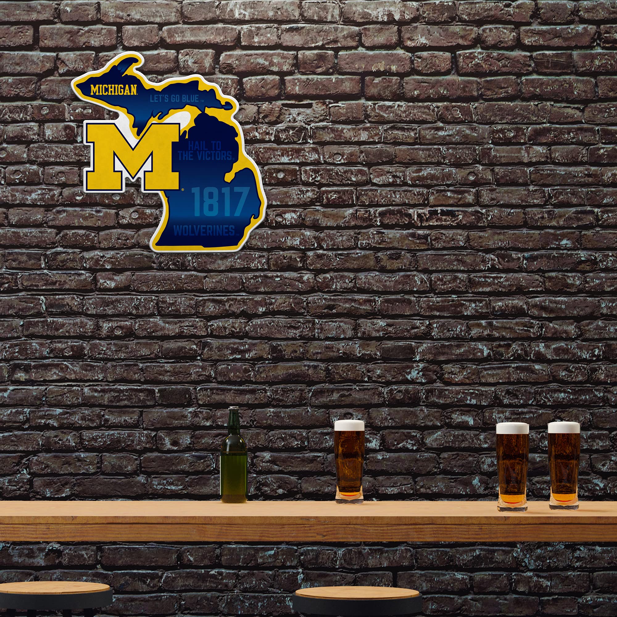 Rico Industries Ncaa Michigan Wolverines State Shape Shape Cut Pennant - Home And Living Room D  Cor - Soft Felt Ez To Hang
