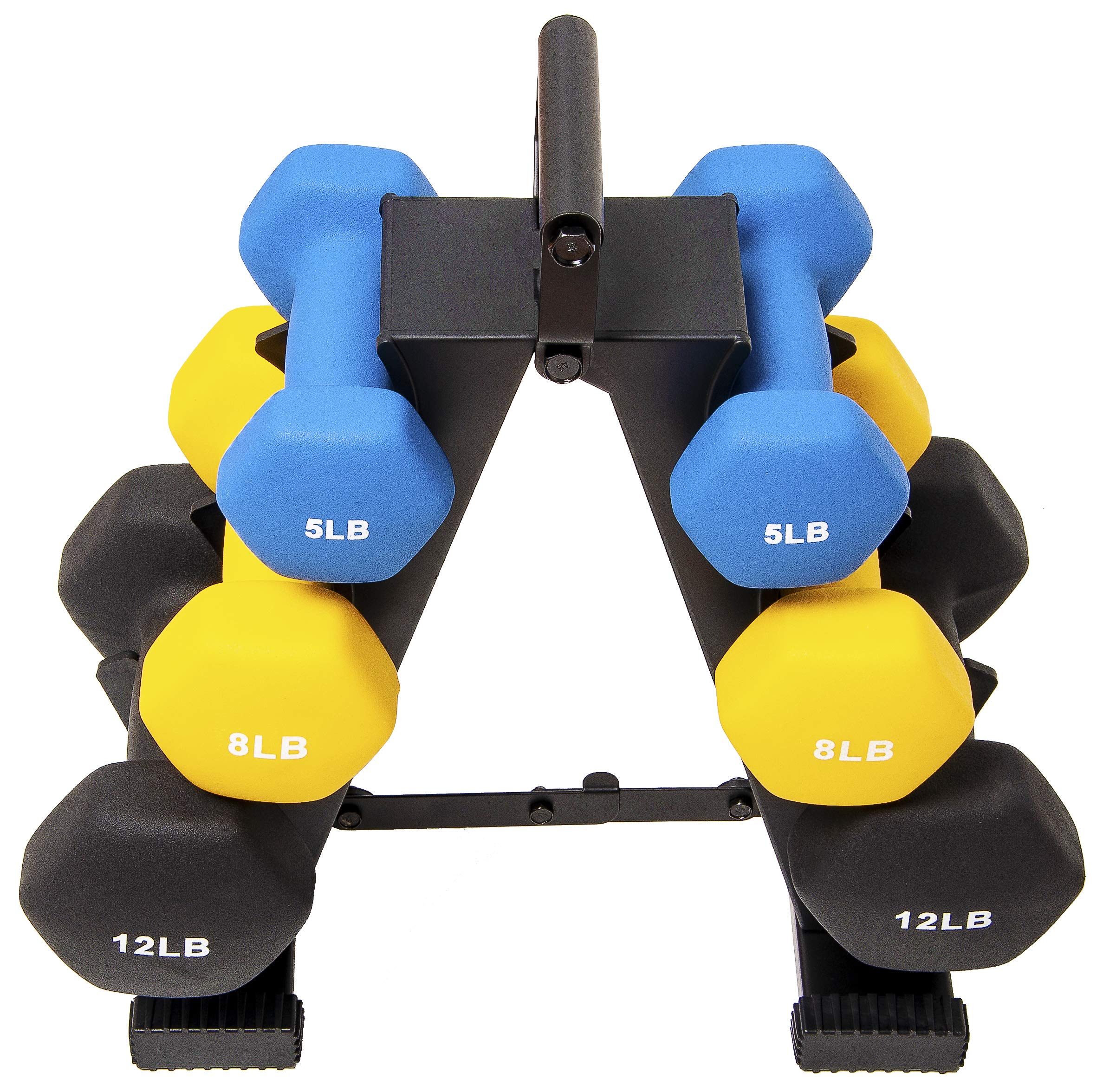 Fitvids Set Of 6 Neoprene Dumbbell Hand Weights, Anti-Slip, Anti-Roll, Hex Shape Colorful, 5/8/12 Pound Pairs, 50-Pound Set With