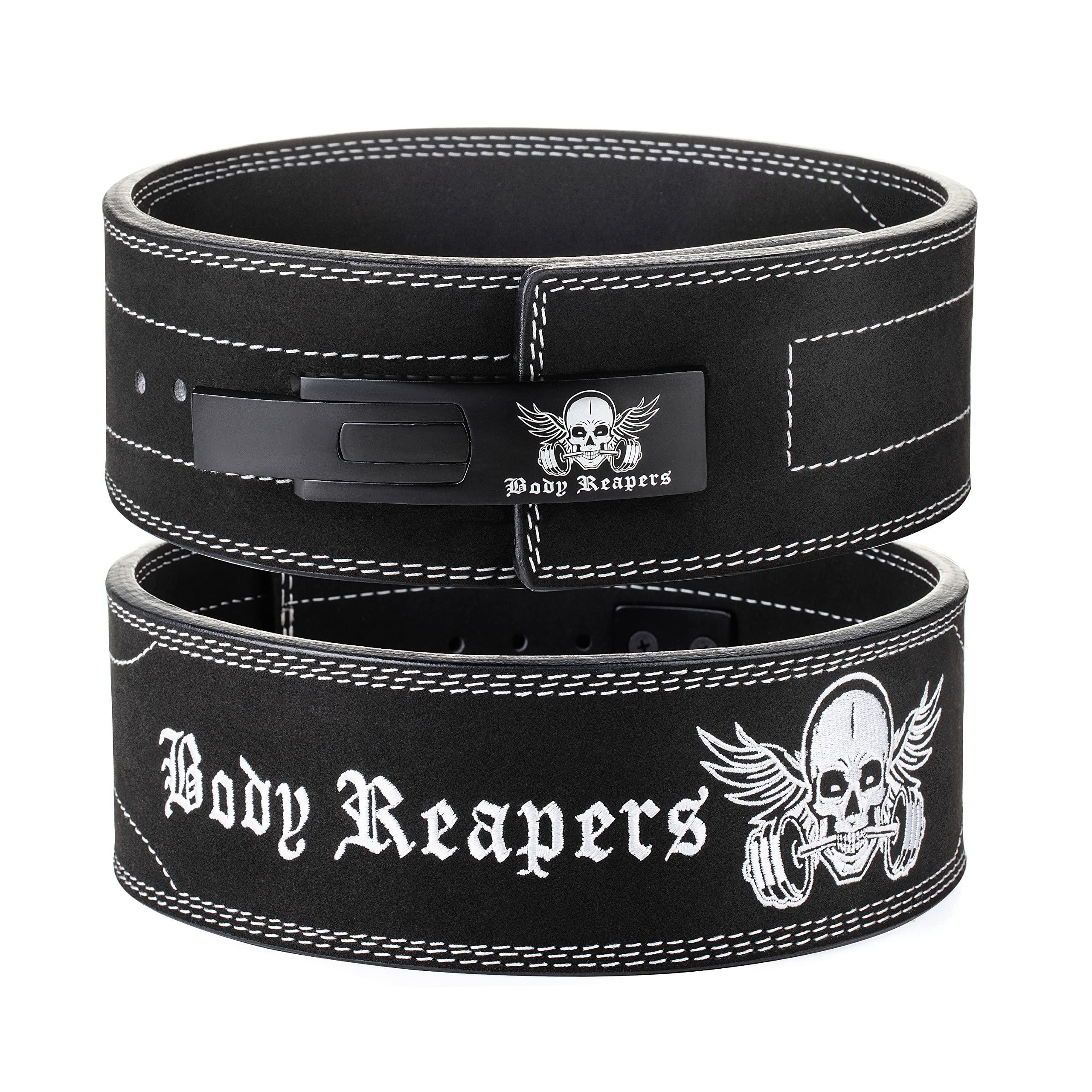 Body Reapers Weightlifting Belt 10Mm Thick, 4-Inch Wide Calfskin Leather Weight Belt With Adjustable Metal Buckle Offers Back Su