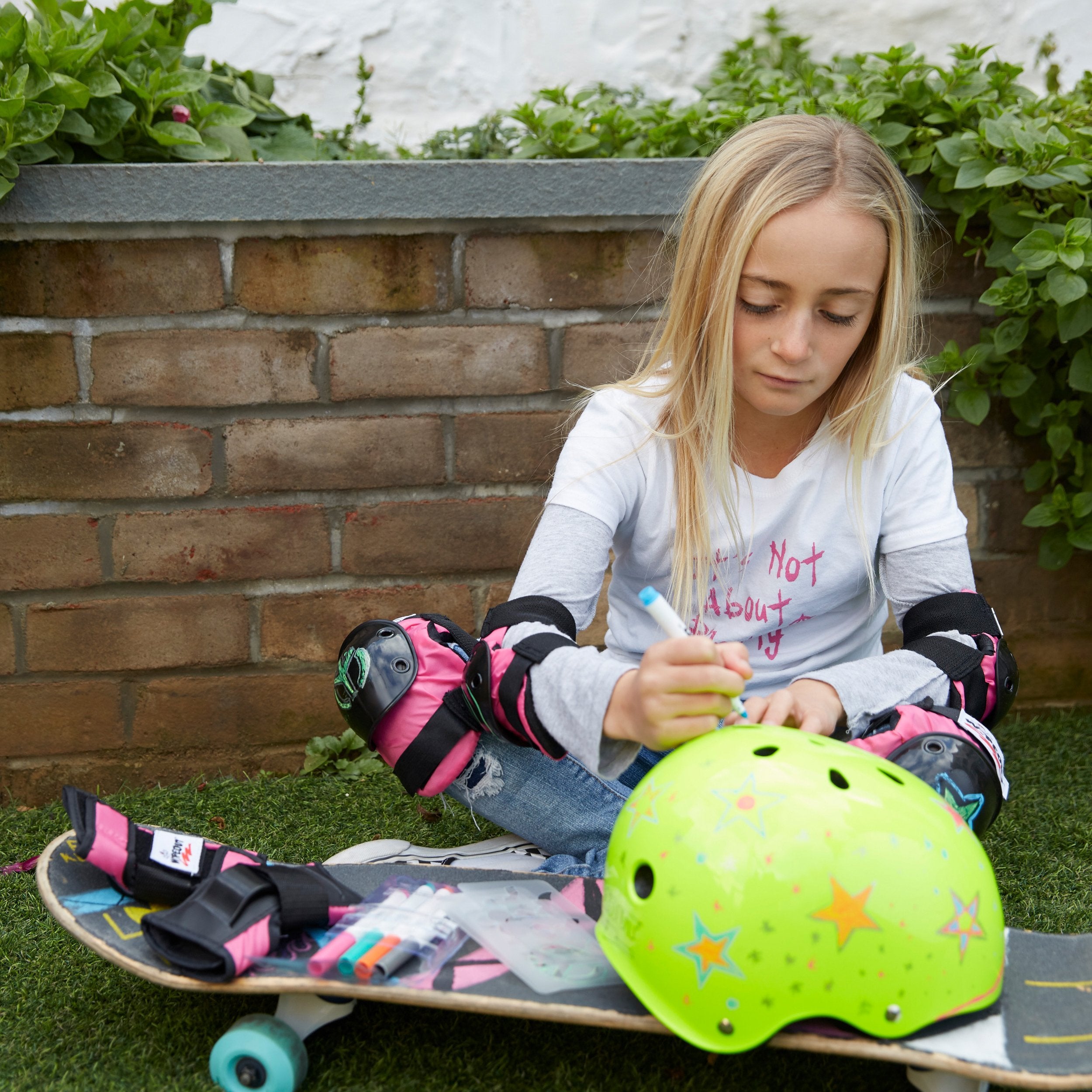 Wipeout Dry Erase Kids Helmet For Bike, Skate, And Scooter, Neon Zest, Ages 5+