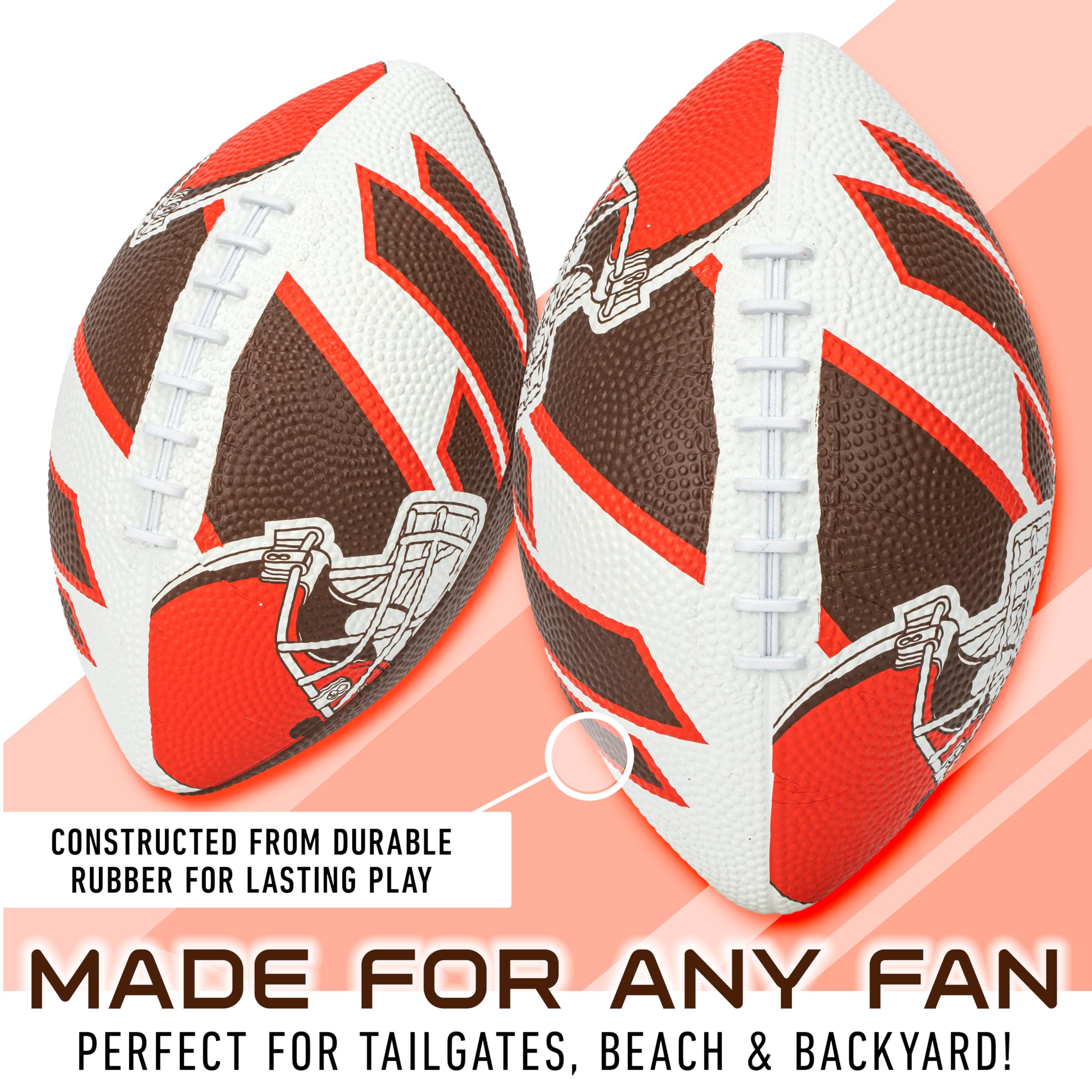 Franklin Sports Nfl Cleveland Browns Football - Youth Football - Mini 8.5'' Rubber Ball - Perfect For Kids - Team Logos And Colo