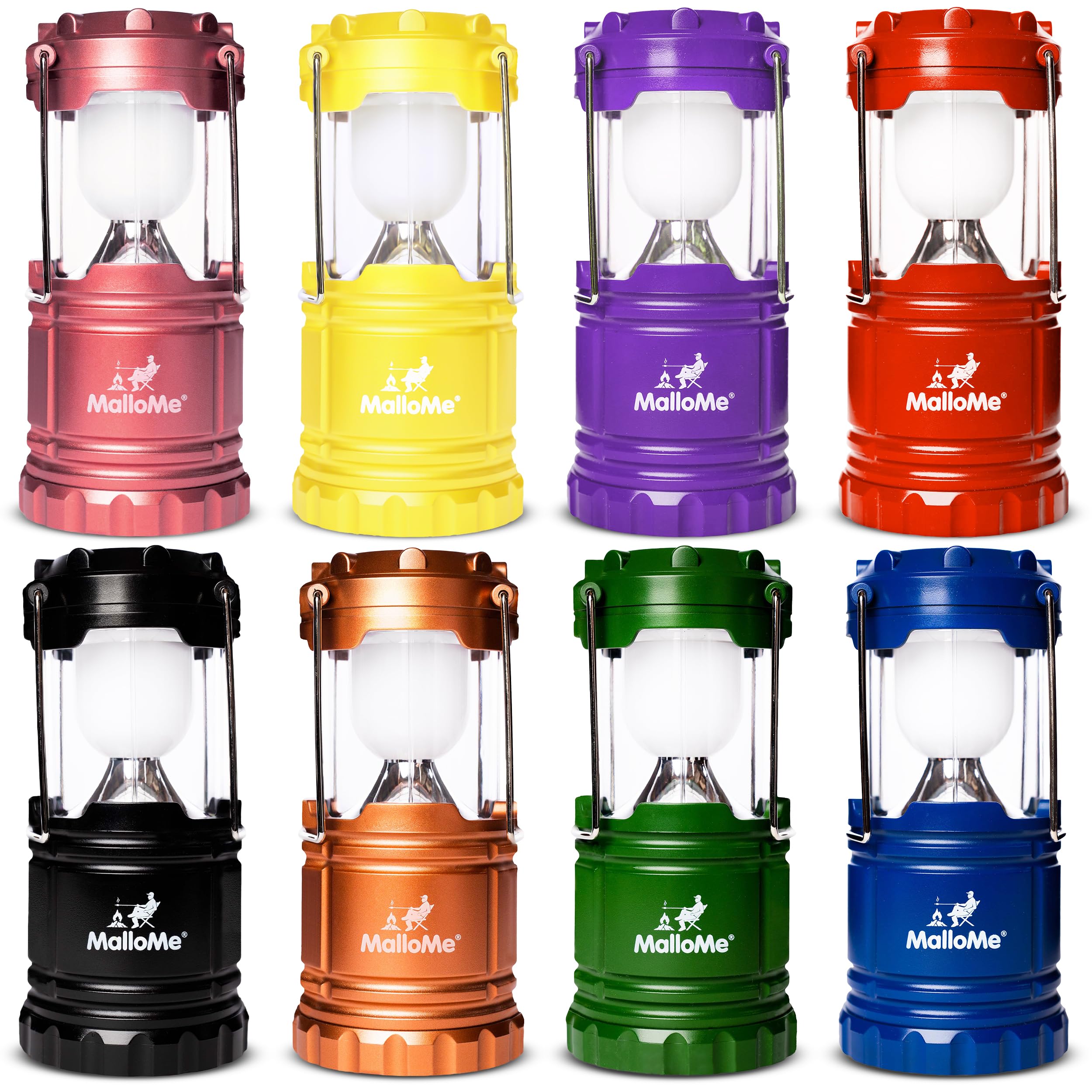 MalloMe Camping Lantern Multicolor 8 Pack Lanterns for Power Outages, Camping Lights for Tent Hanging, Camp Light Tent Lamp Emer