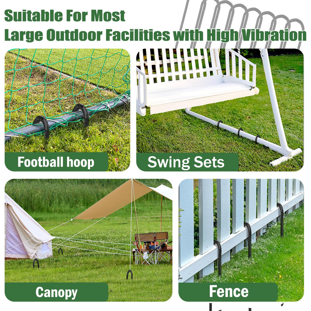 Trampoline Ground Wind Stakes Anchors High Wind Heavy Duty, 8 Pack 12 Inch U-Shaped Rebar Tent Stakes For Camping Tents, Soccer