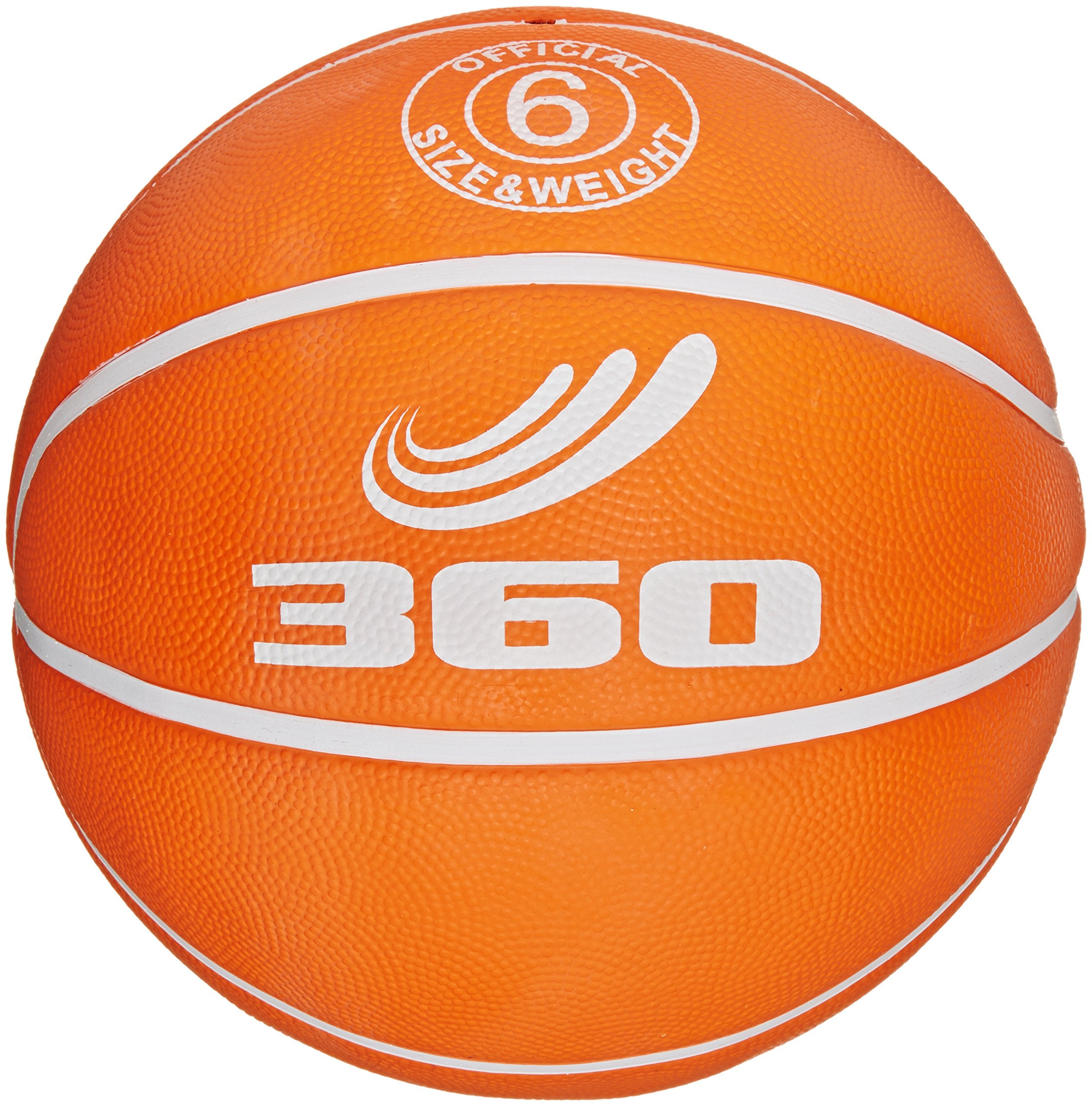360 Athletics Playground Rubber Basketball, Size 6, Orange