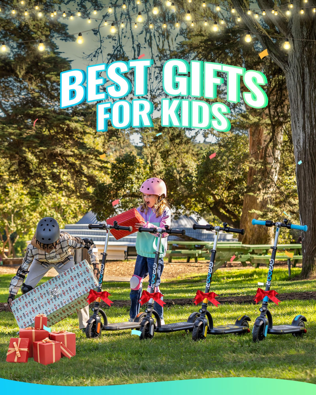 Gyroor H40 Kids Electric Scooter with 180W Motor & LED Visible Display, 10 Mph, Colorful Lights, Adjustable Speed and Height, El