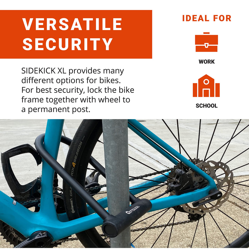 Ottolock Sidekick Xl Full-Size U-Lock | Lightweight Silicone-Coated Bike Lock, Orange