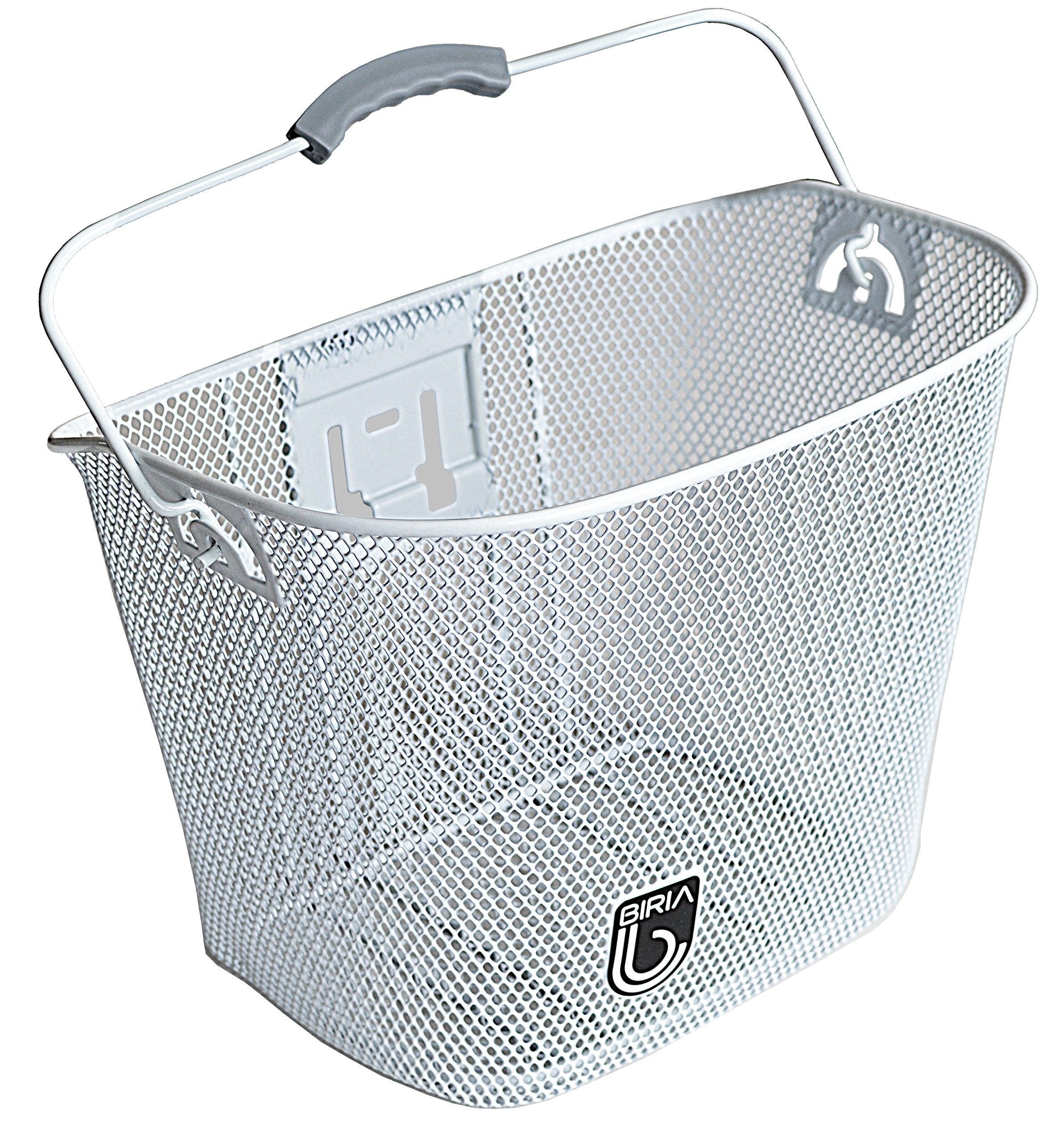 BIRIA Bicycle Basket with Bracket White, Front Quick Release Basket, Removable, Wire Mesh Bicycle Basket, fit Handlebar Size 25.