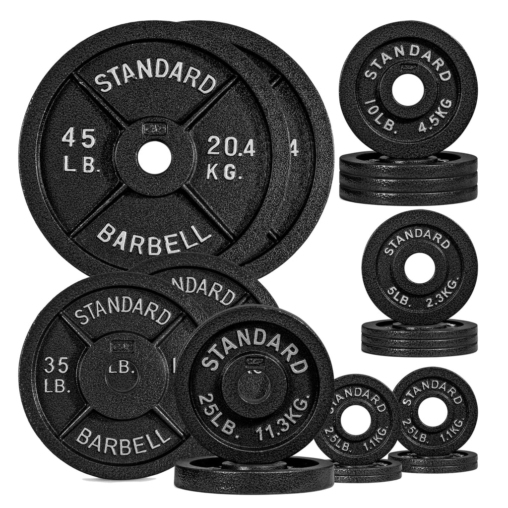 CAP Barbell 285 LB Classic Olympic 2-Inch Cast Iron Weight Plate Set | Black