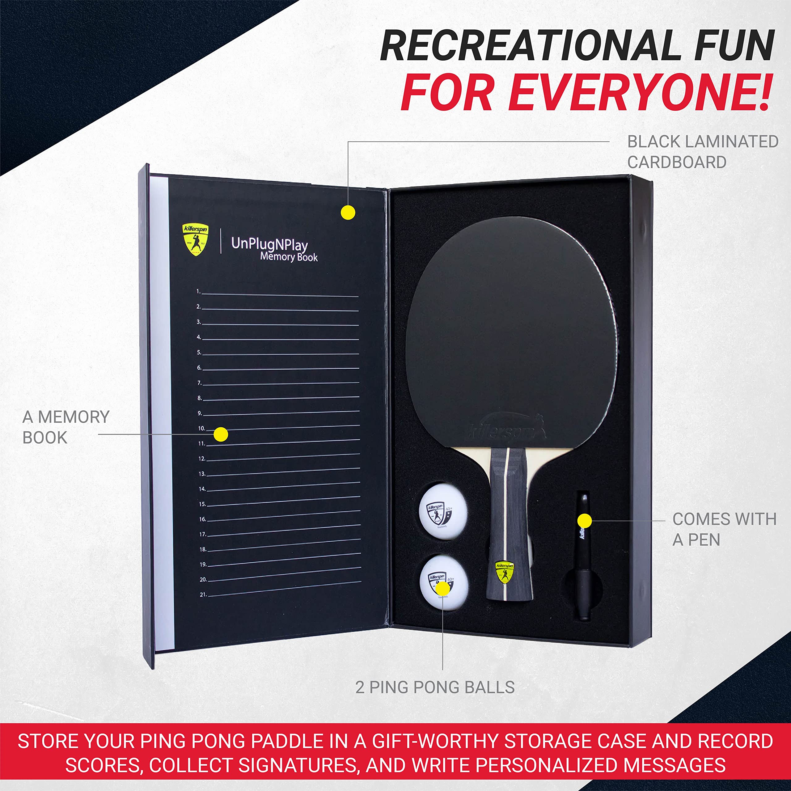 Killerspin Impact D2, Table Tennis Paddles, Table Tennis Racket, Ping Pong Paddle Case, Table Tennis Equipment For Beginners/Int