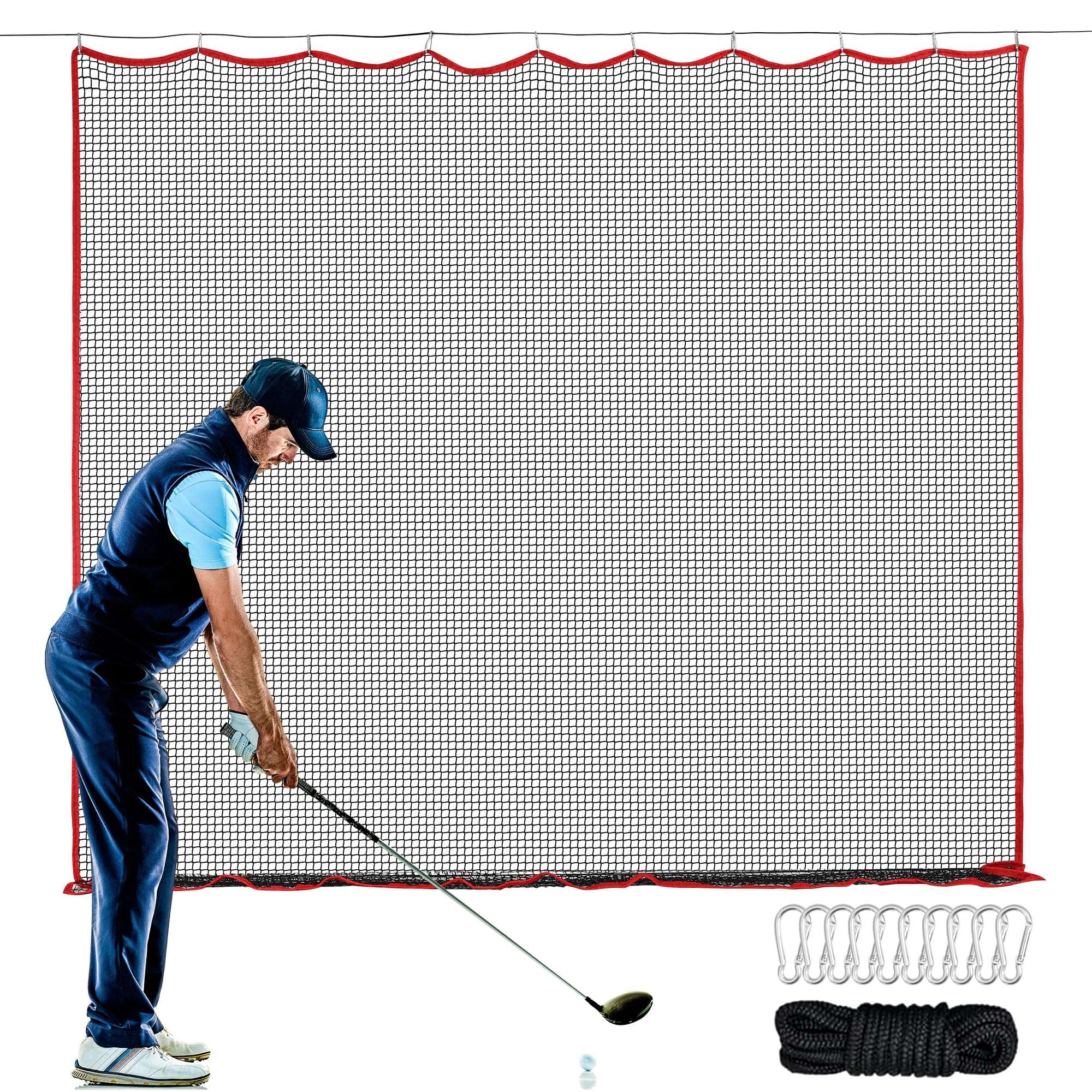 FRANKTECH Golf Netting, 10ft, 15ft, 20ft Sports Netting - Heavy Duty High Impact Multi-Sport Practice Net for Golf, Baseball, So
