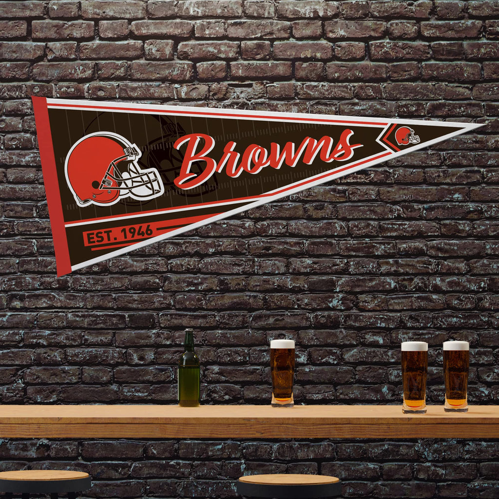 Rico Industries Nfl Football Cleveland Browns Classic 12'' X 30'' Felt Wall D  Cor Pennant - Great For Home/Bed Room/Man Cave D