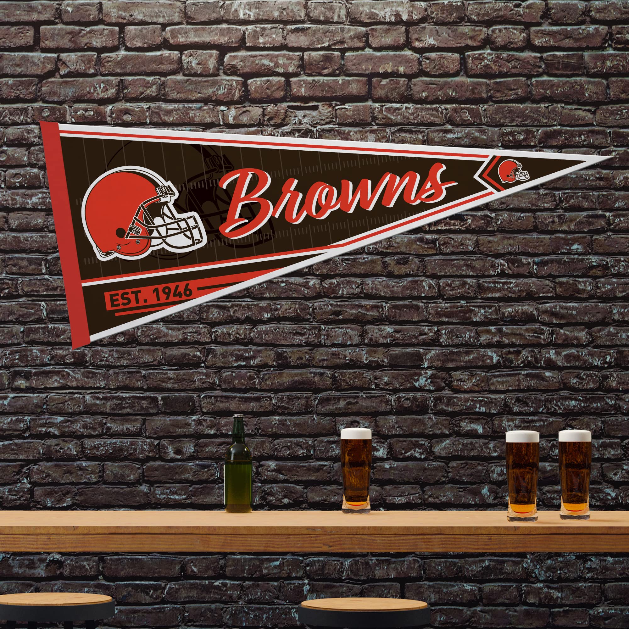 Rico Industries Nfl Football Cleveland Browns Classic 12'' X 30'' Felt Wall D  Cor Pennant - Great For Home/Bed Room/Man Cave D