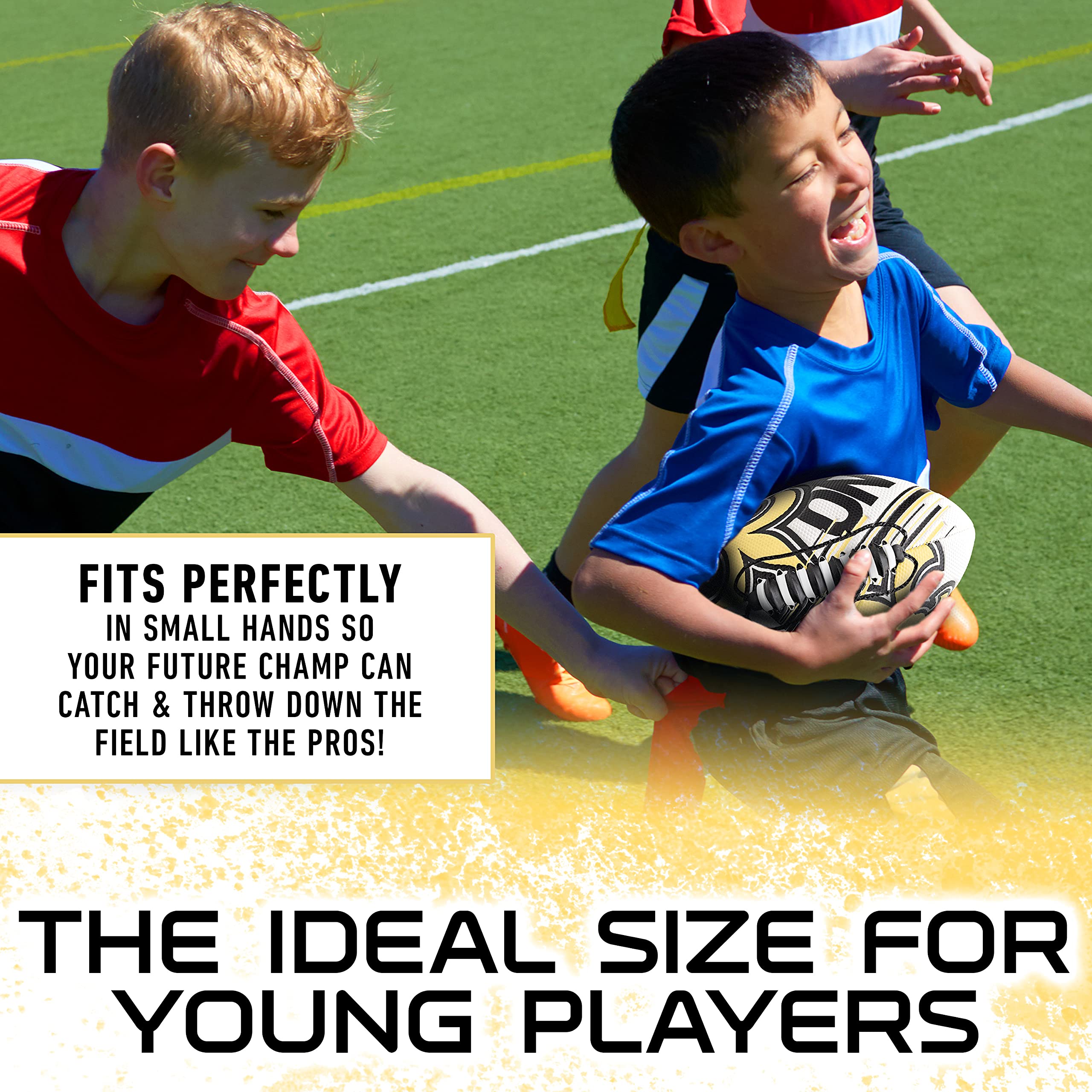 Franklin Sports Nfl New Orleans Saints Football - Youth Mini Football - 8.5'' Junior Size Ball - Spacelace Easy Grip Texture- Pe