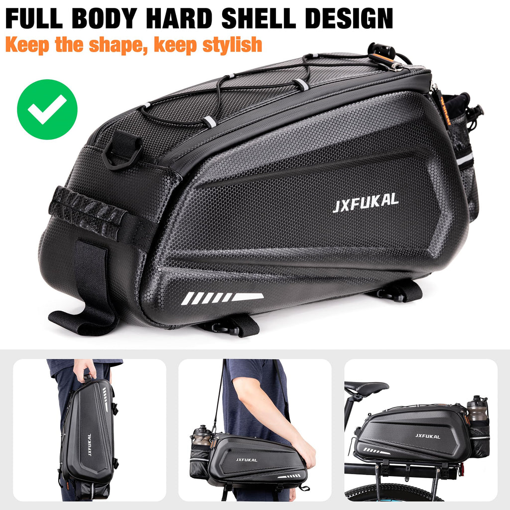 JXFUKAL Bike Bags for Bicycle Rear rack - 9.5L/17L/40L Hard Shell Waterproof Bike Ebike Trunk Pannier Saddle Seat Bag Carrier wi