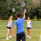 Franklin Sports Badminton Set - Backyard + Beach Badminton Net Set - Rackets And Birdies Included - Portable 4 Player Badminton