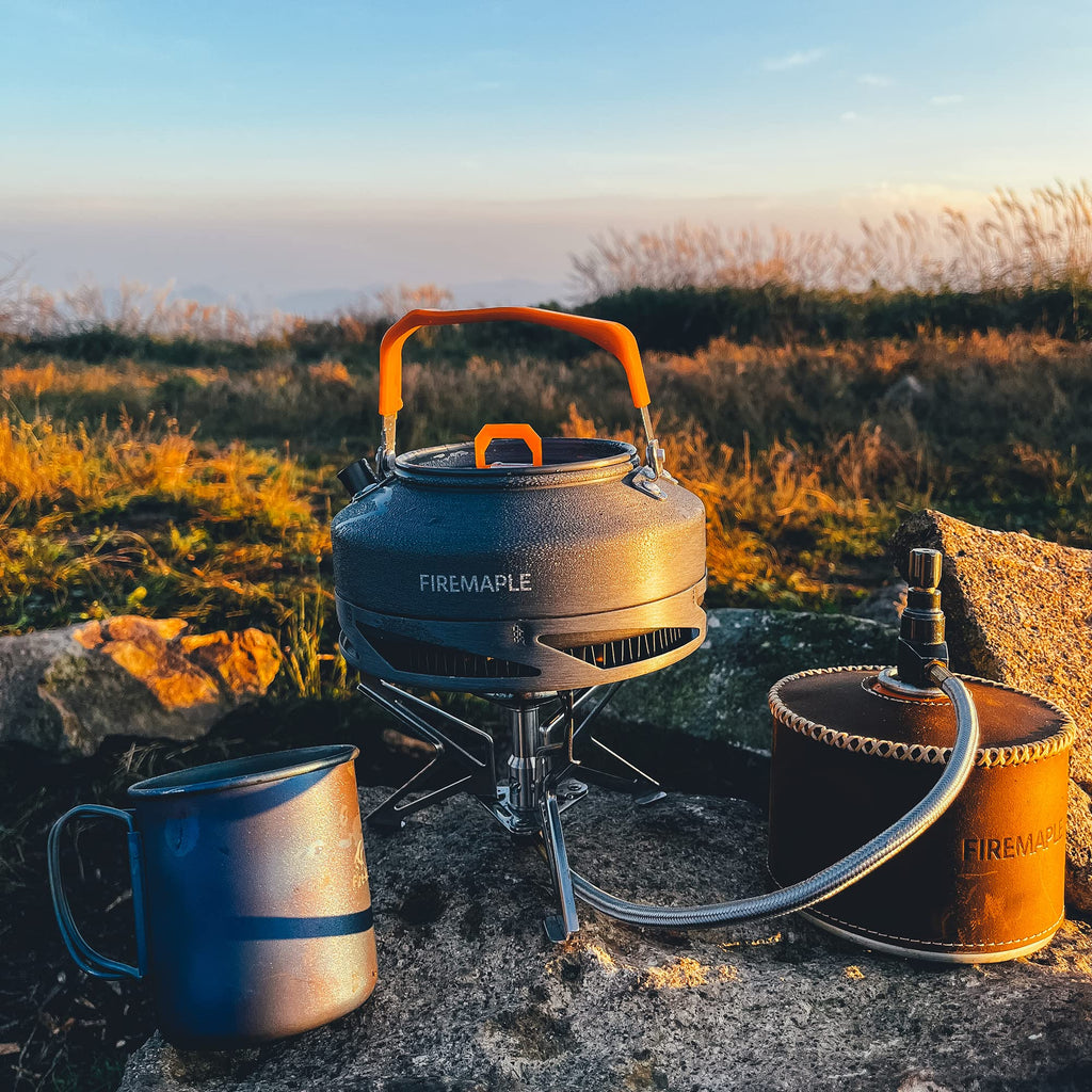 Fire-Maple Feast Heat Exchanger Set | Compact Camping Cooking Set | Nested Design | Contain With A Pot, Kettle And Non-Stick Fry