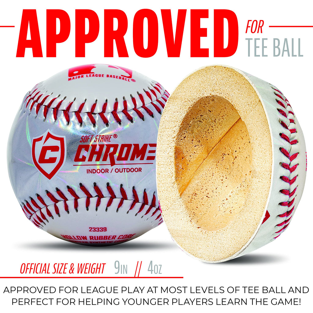 Franklin Sports - Soft Strike - Hollow Core Chrome Teeball - Mlb - Youth Tball - Baseball + Softball - Indoor & Outdoor Use