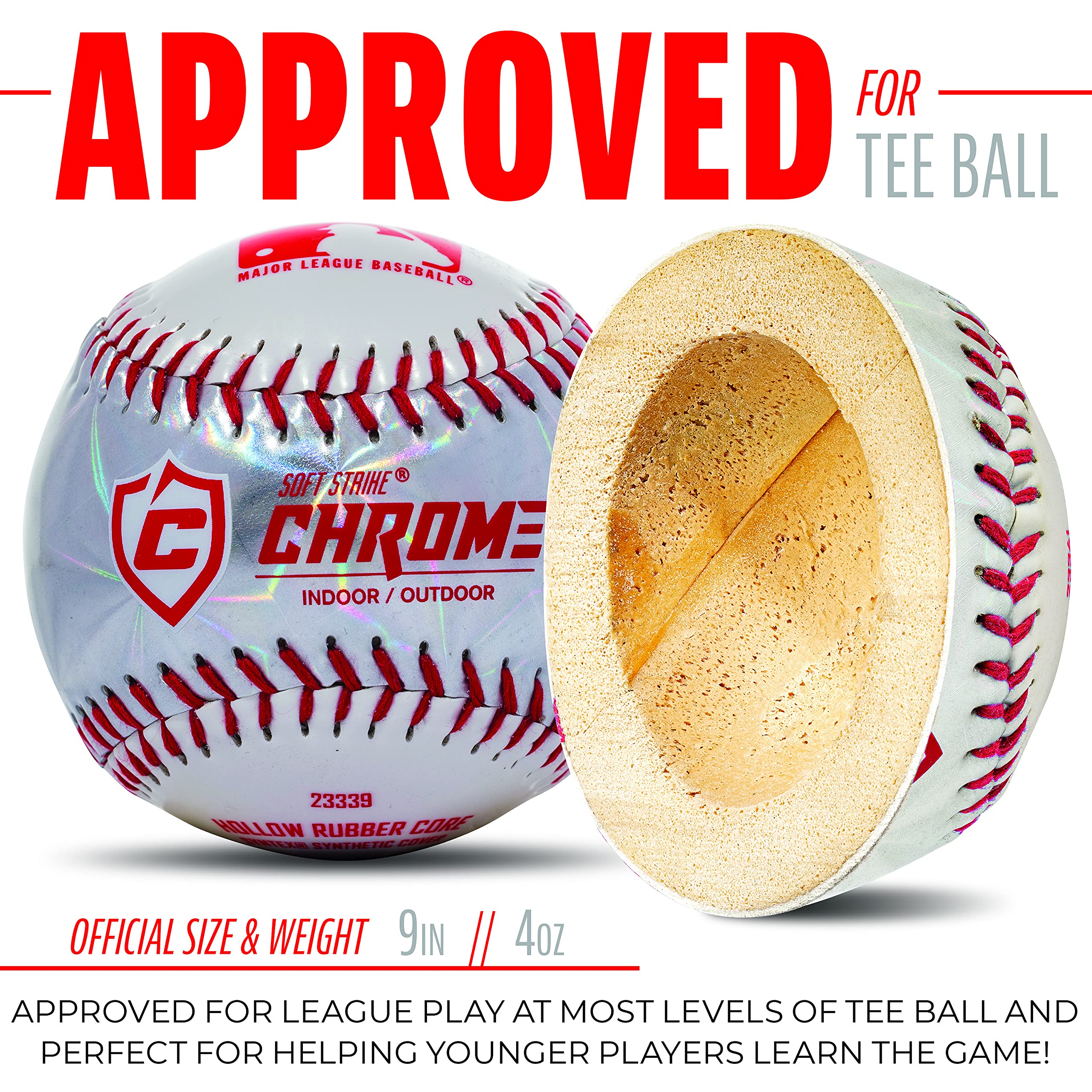 Franklin Sports - Soft Strike - Hollow Core Chrome Teeball - Mlb - Youth Tball - Baseball + Softball - Indoor & Outdoor Use