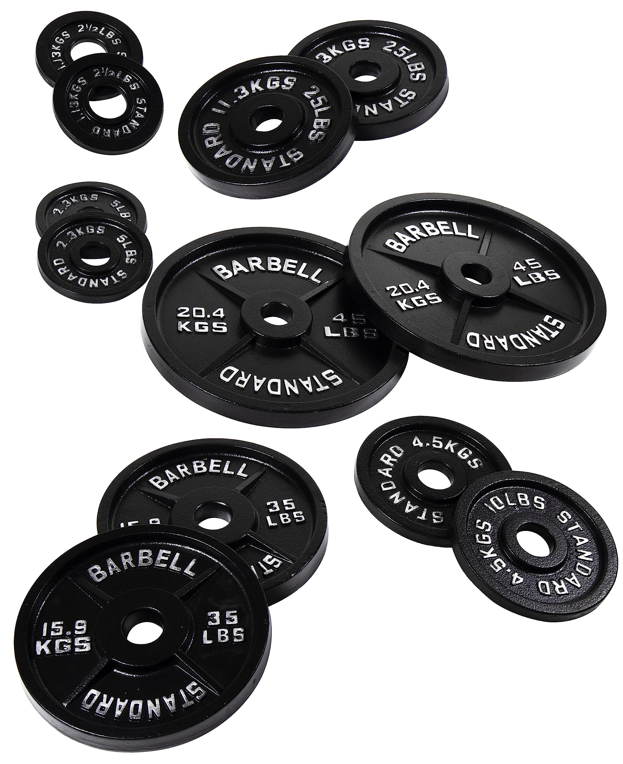 Fitvids Olympic 2-Inch Cast Iron Plate Weight Plate For Strength Training And Weightlifting, Vintage Style, 35Lb Pair