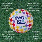 Swax Lax Lacrosse Training Ball - Indoor Outdoor Practice Less Bounce & Rebounds (1 Rainbow)