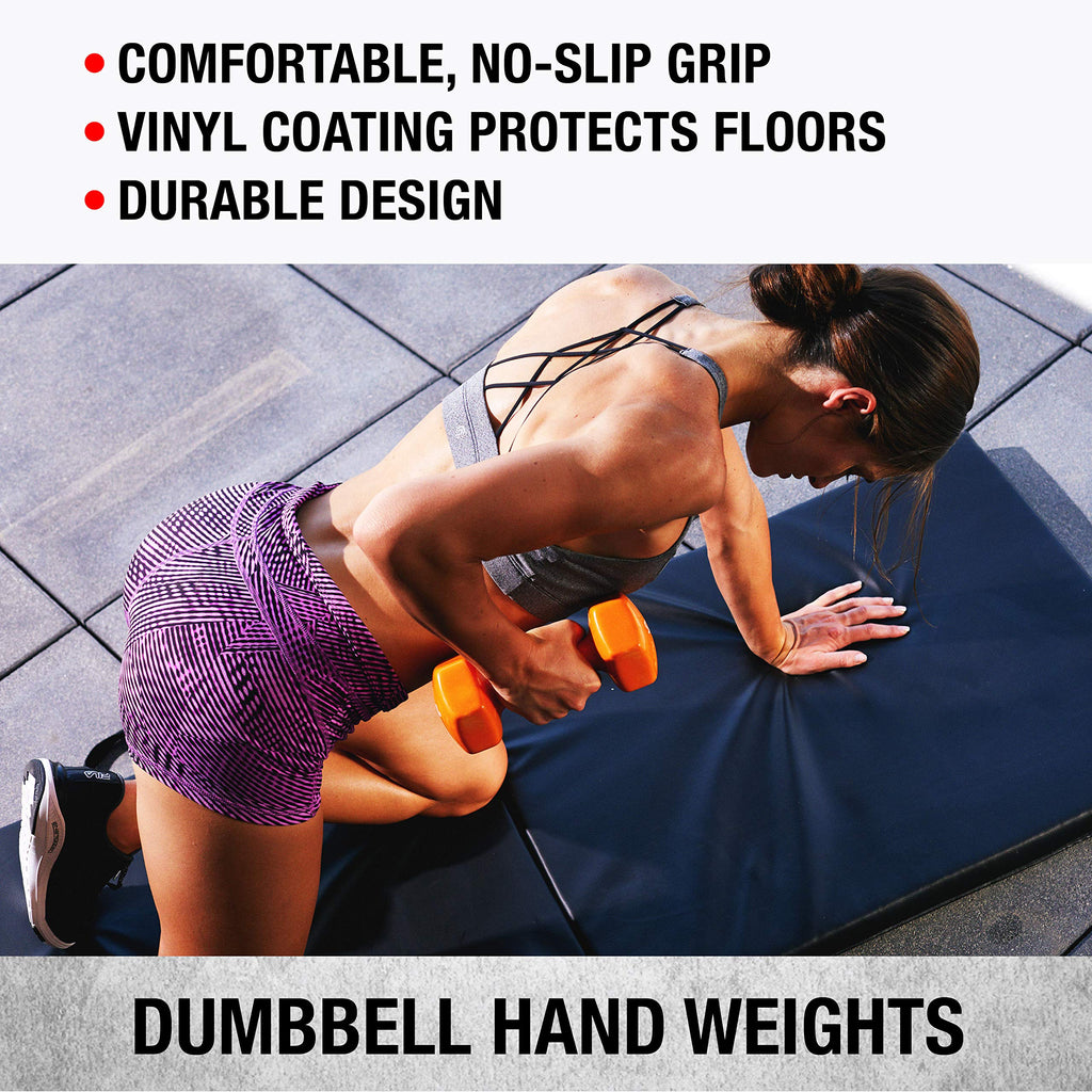 Dumbbells Hand Weights Set Of 2-1 Lb Vinyl Coated Exercise & Fitness Dumbbell For Home Gym Equipment Workouts Strength Training