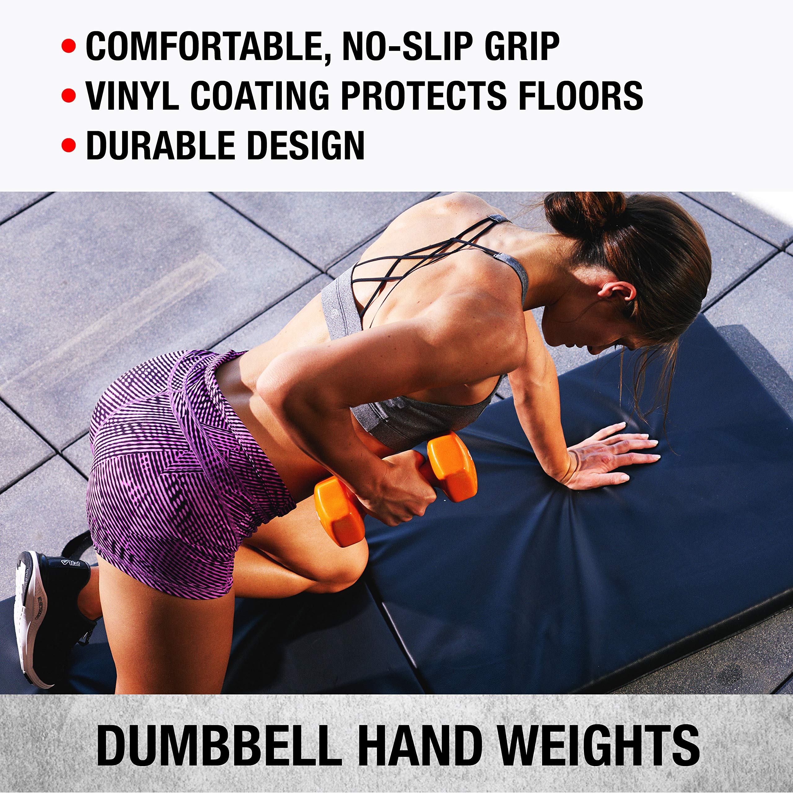 Spri Dumbbells Hand Weights Set Of 2 - 4 Lb Vinyl Coated Exercise & Fitness Dumbbell For Home Gym Equipment Workouts Strength Tr