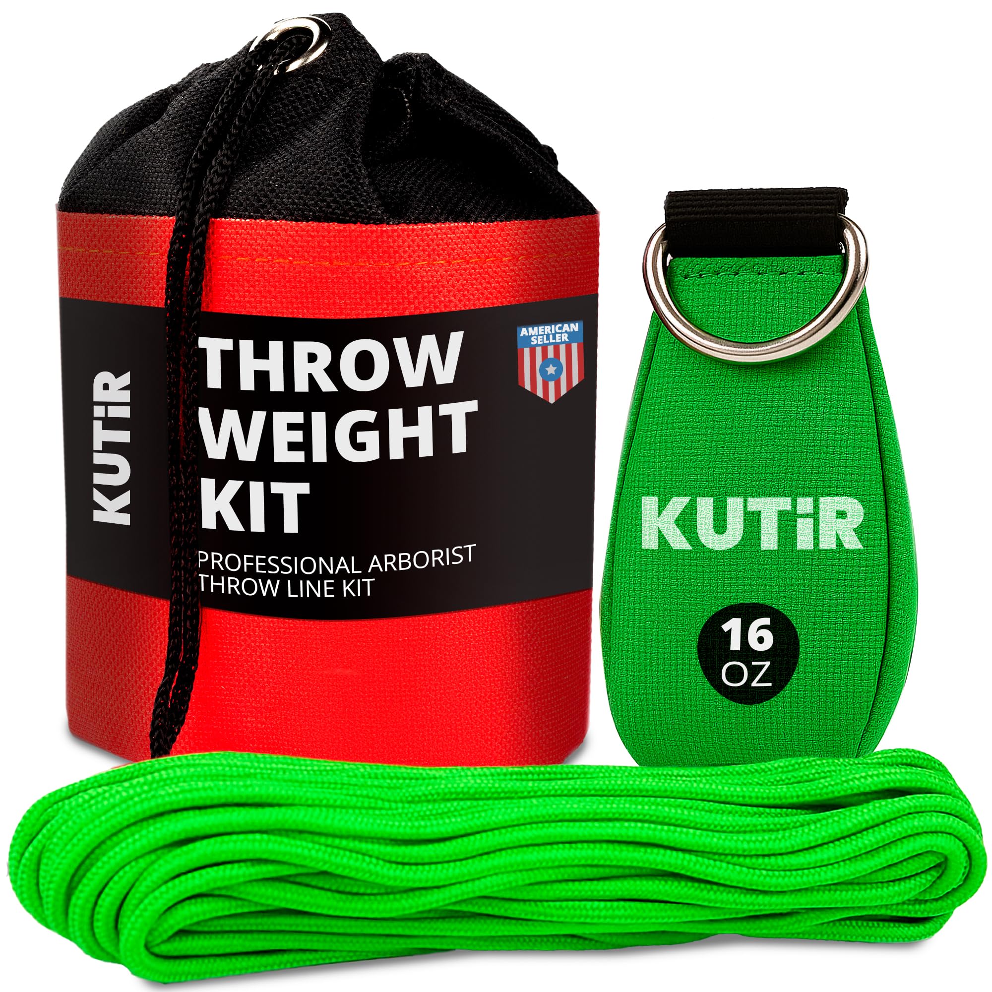 Kutir Throw Weight and Line Kit with Storage Bag 16 OZ 600D Pouch, 150 Foot Polyethylene Easter Rope for Arborists, Suitable for