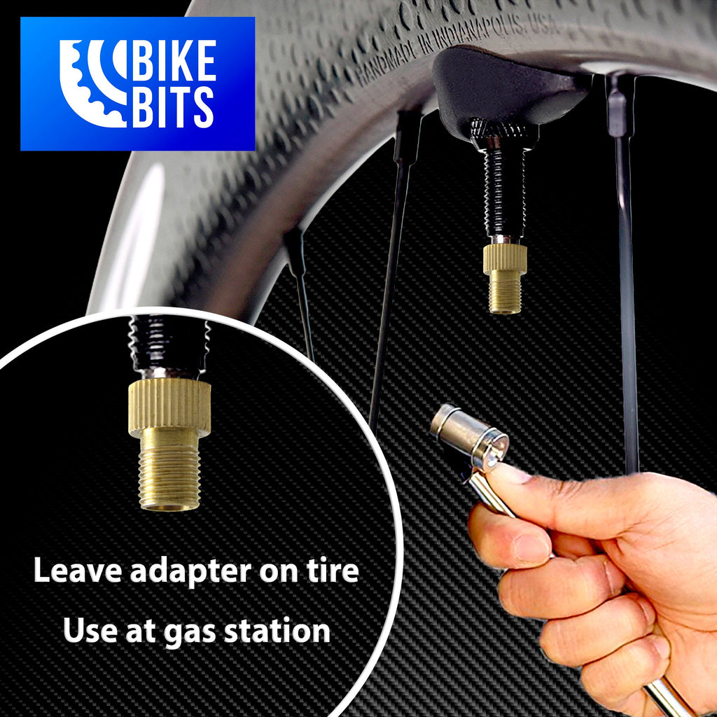 Bike Bits Brass Presta Valve Adapter - Convert Presta To Schrader - Inflate Tire Using Standard Bike Pump Or Air Compressor (4 P