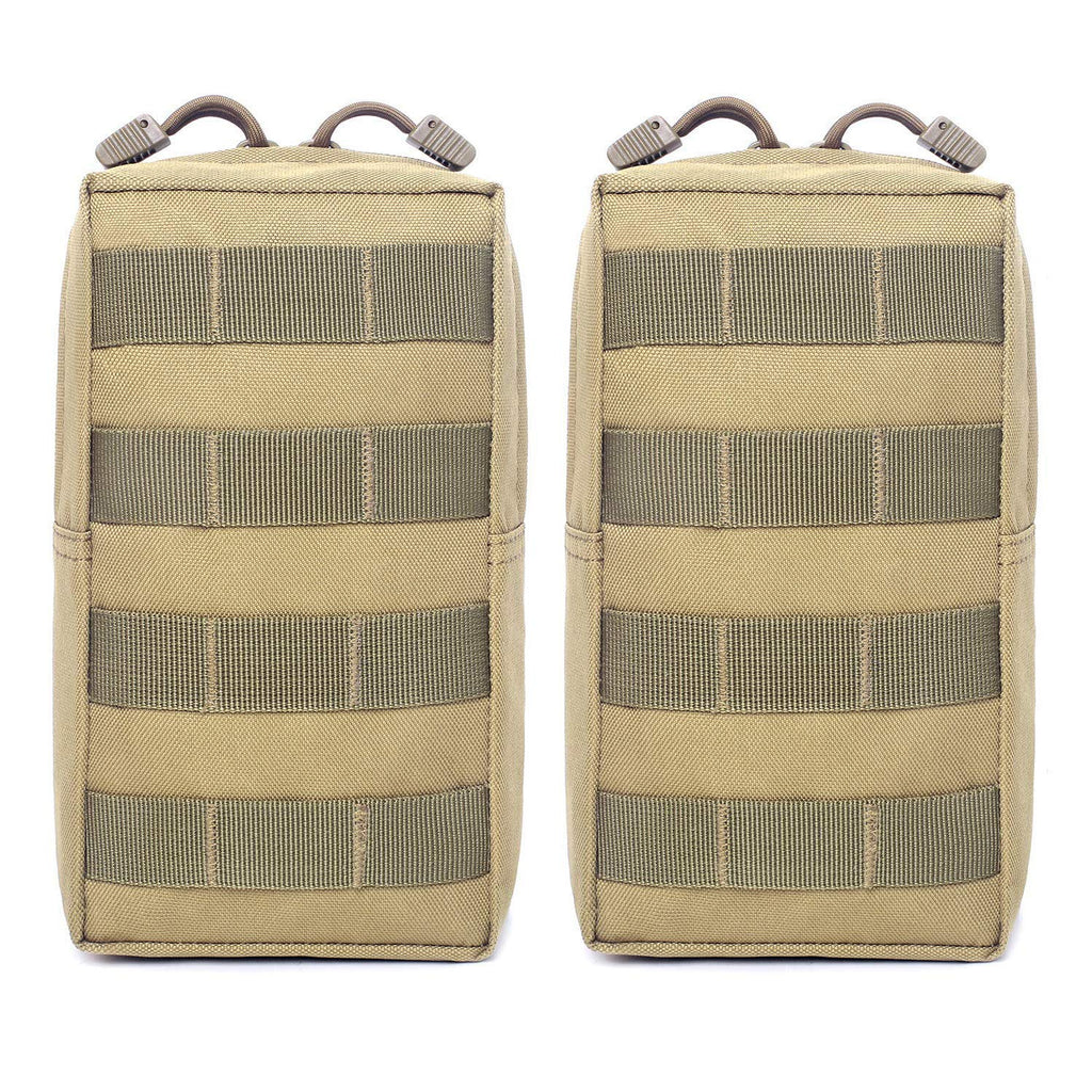Tacticool 2 Pack Molle Pouches - Tactical Compact Water-Resistant Edc Pouch (2 Pack-Tan)