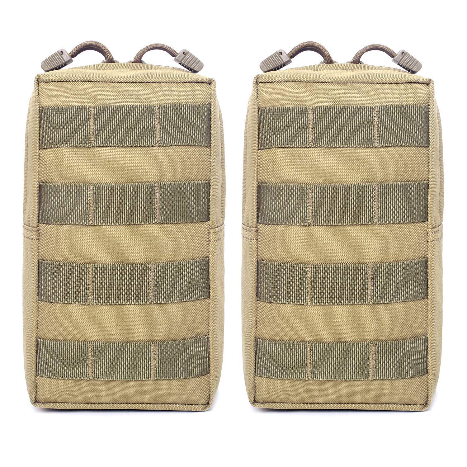Tacticool 2 Pack Molle Pouches - Tactical Compact Water-Resistant Edc Pouch (2 Pack-Tan)