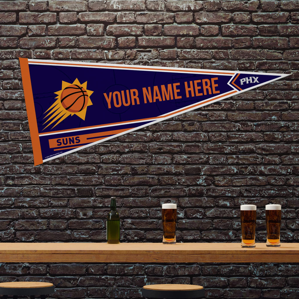 Rico Industries Nba Basketball Phoenix Suns Personalized - Custom 12'' X 30'' Soft Felt Pennant - Ez To Hang