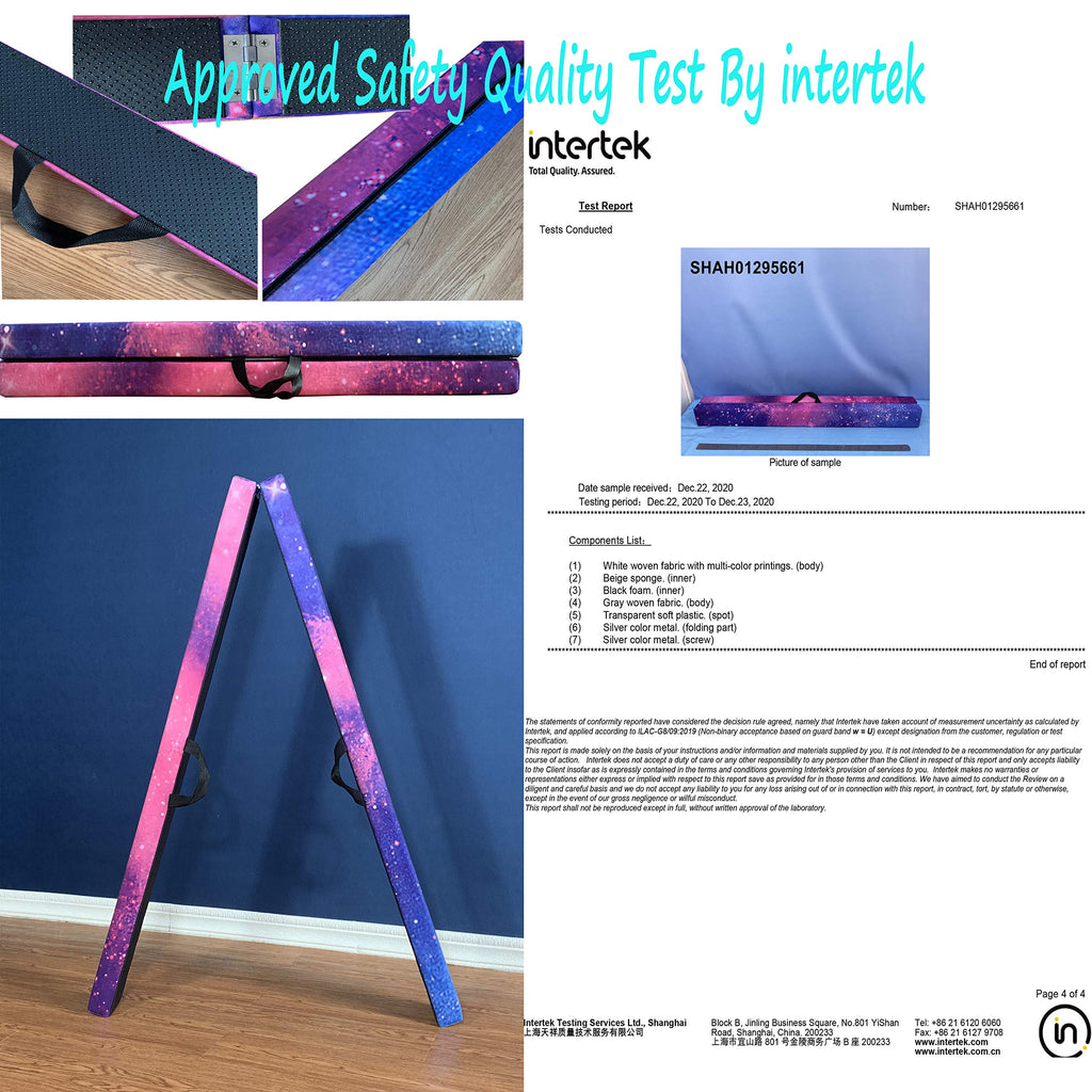 Fc Funcheer 8Ft Folding Balance Beam Gymnastics Beam Wood Core Floor Beam With Anti-Slip Bottom Stainless Hinge And Carrying Bag