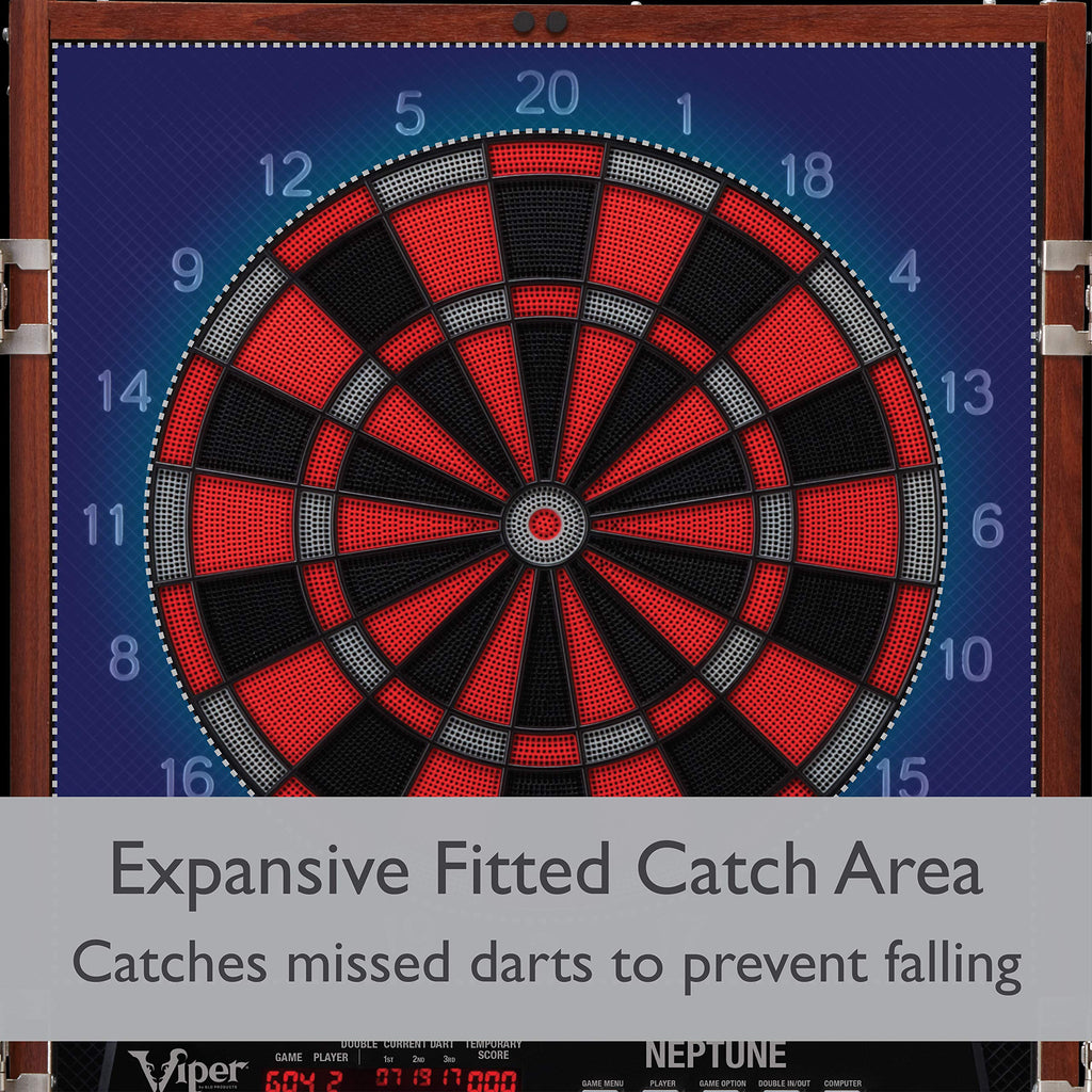 Viper By Gld Products Neptune Electronic Dartboard Cabinet Combo Pro Size Over 55 Games Large Auto-Scoring Lcd Cricket Display E