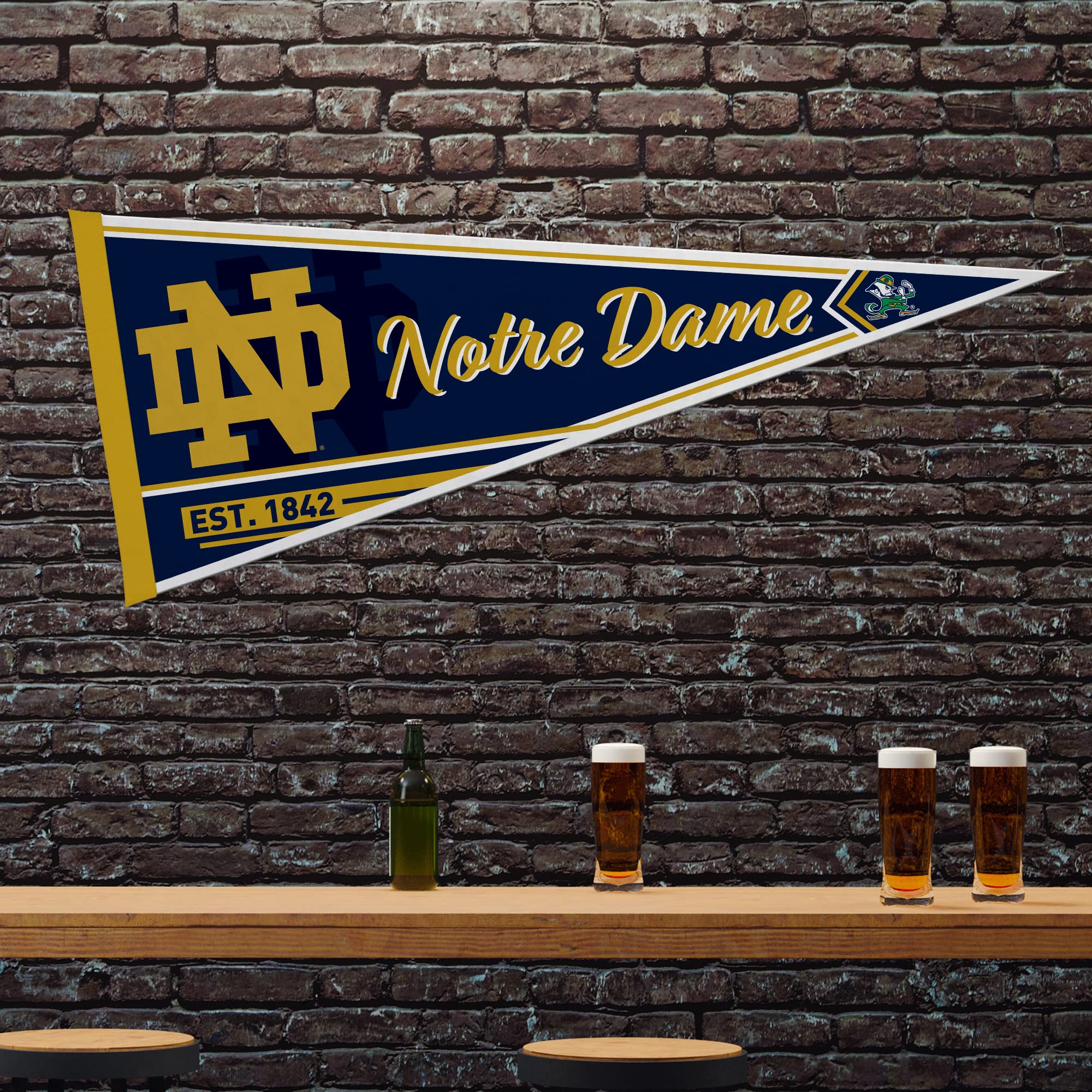 Rico Industries Ncaa Notre Dame Fighting Irish - Nd Classic 12'' X 30'' Felt Wall D  Cor Pennant - Great For Home/Bed Room/Man C