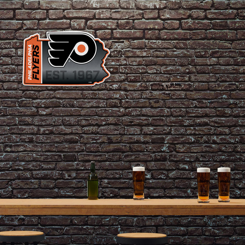 Rico Industries Nhl Philadelphia Flyers State Shape Shape Cut Pennant - Home And Living Room D  Cor - Soft Felt Ez To Hang