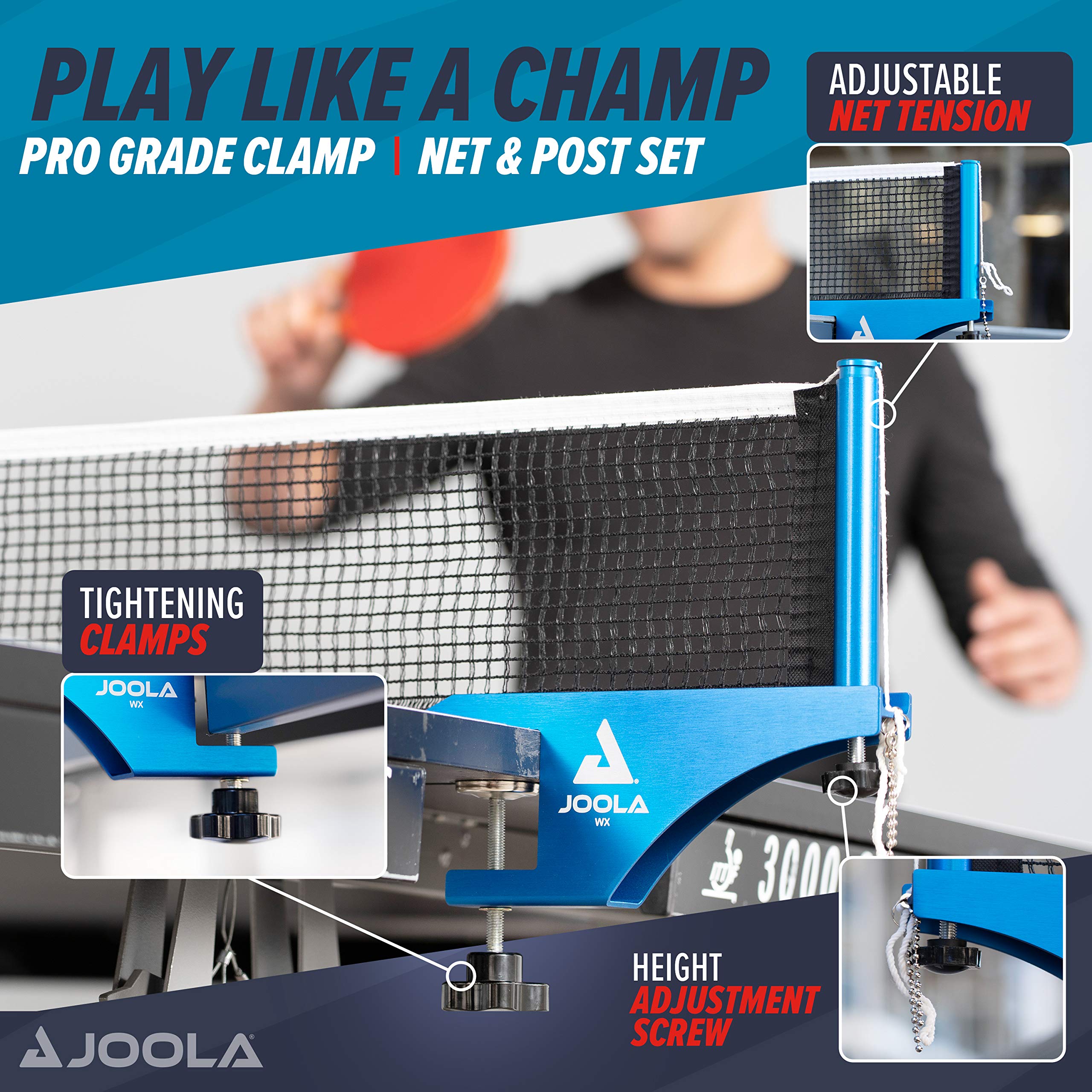 Joola Professional Grade Wx Aluminum Indoor & Outdoor Table Tennis Net And Post Set - Quick Setup - 72In Regulation Ping Pong Ne