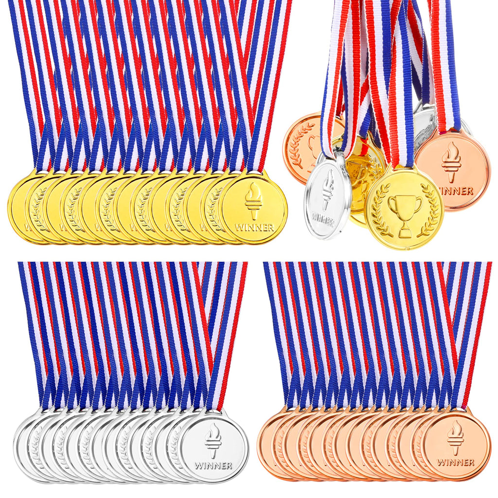 Pllieay 48 Pieces Plastic Winner Medals, Winner Award Medals, Gold Silver And Bronze Medals For Sports, Competition, Talent Show