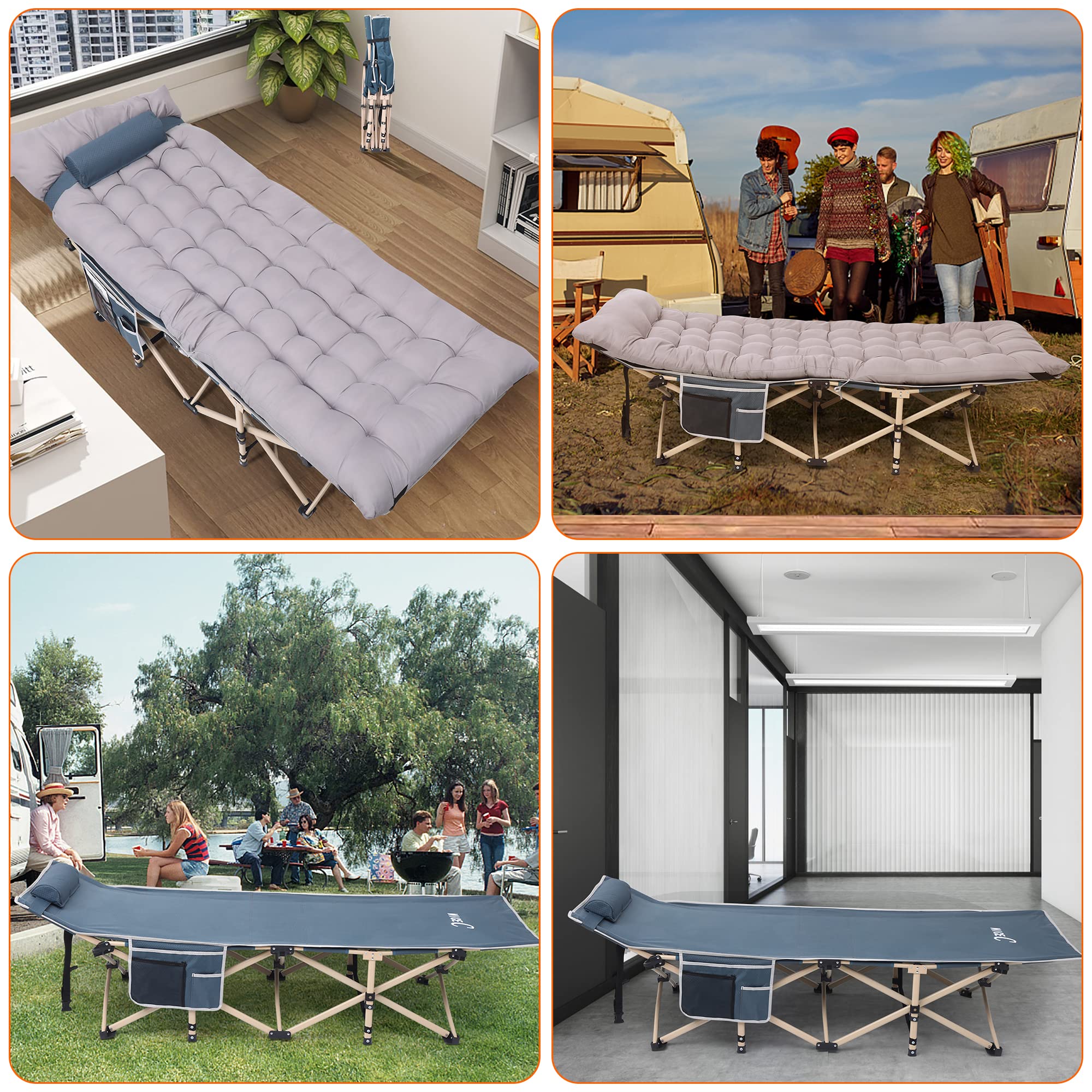 Nice C Camping Cot, Heated Cots For Camping, Cots For Adults, Cot Bed, Folding Cot, Heated Mattress, Carry Bag & Storage Pocket,
