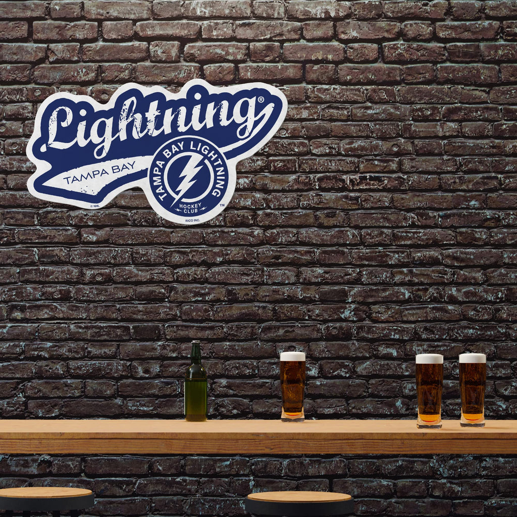 Rico Industries Nhl Tampa Bay Lightning Distressed Shape Cut Pennant - Home And Living Room D  Cor - Soft Felt Ez To Hang