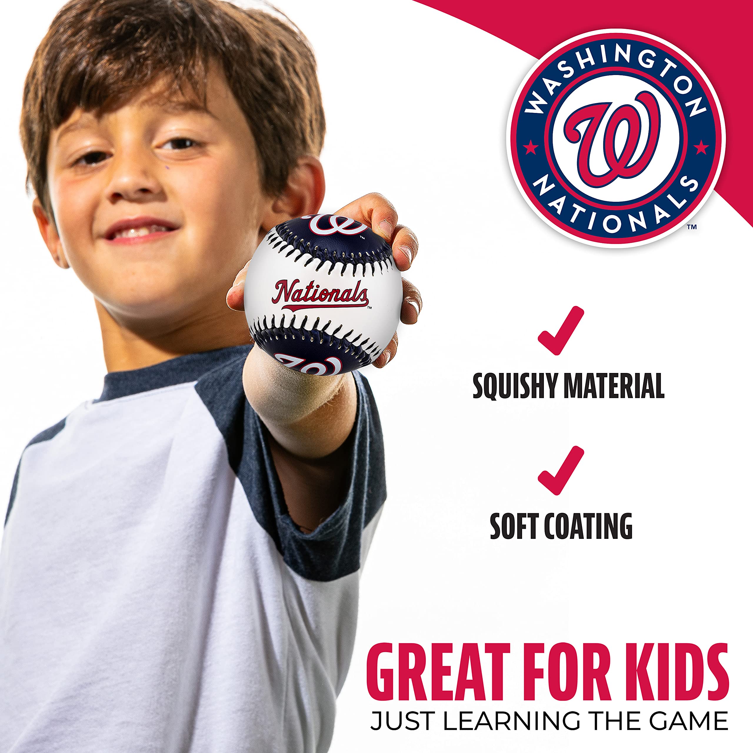 Franklin Sports Washington Nationals Mlb Team Baseball - Mlb Team Logo Soft Baseballs - Toy Baseball For Kids - Great Decoration