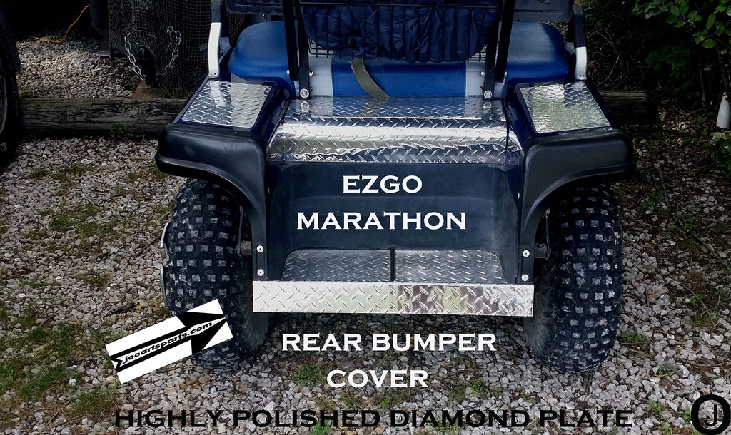 Fits Ezgo Marathon Golf Cart Powder Coated Aluminum Diamond Plate Rear Bumper Cover