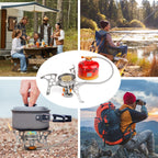 Rideiwake Camping Stove With Fuel Canister Adapter Portable Collapsible Gas Stove With Piezo Ignition-3900W-Lightweight-Windproo