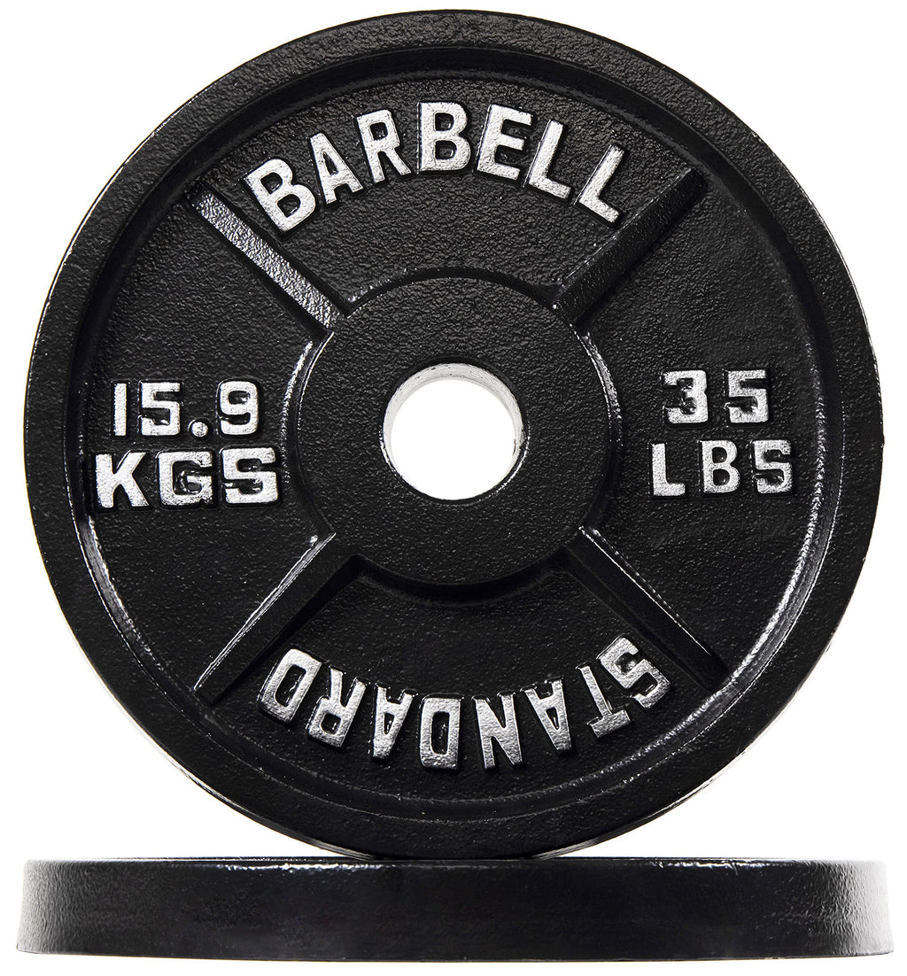 Fitvids Olympic 2-Inch Cast Iron Plate Weight Plate For Strength Training And Weightlifting, Vintage Style, 35Lb Pair